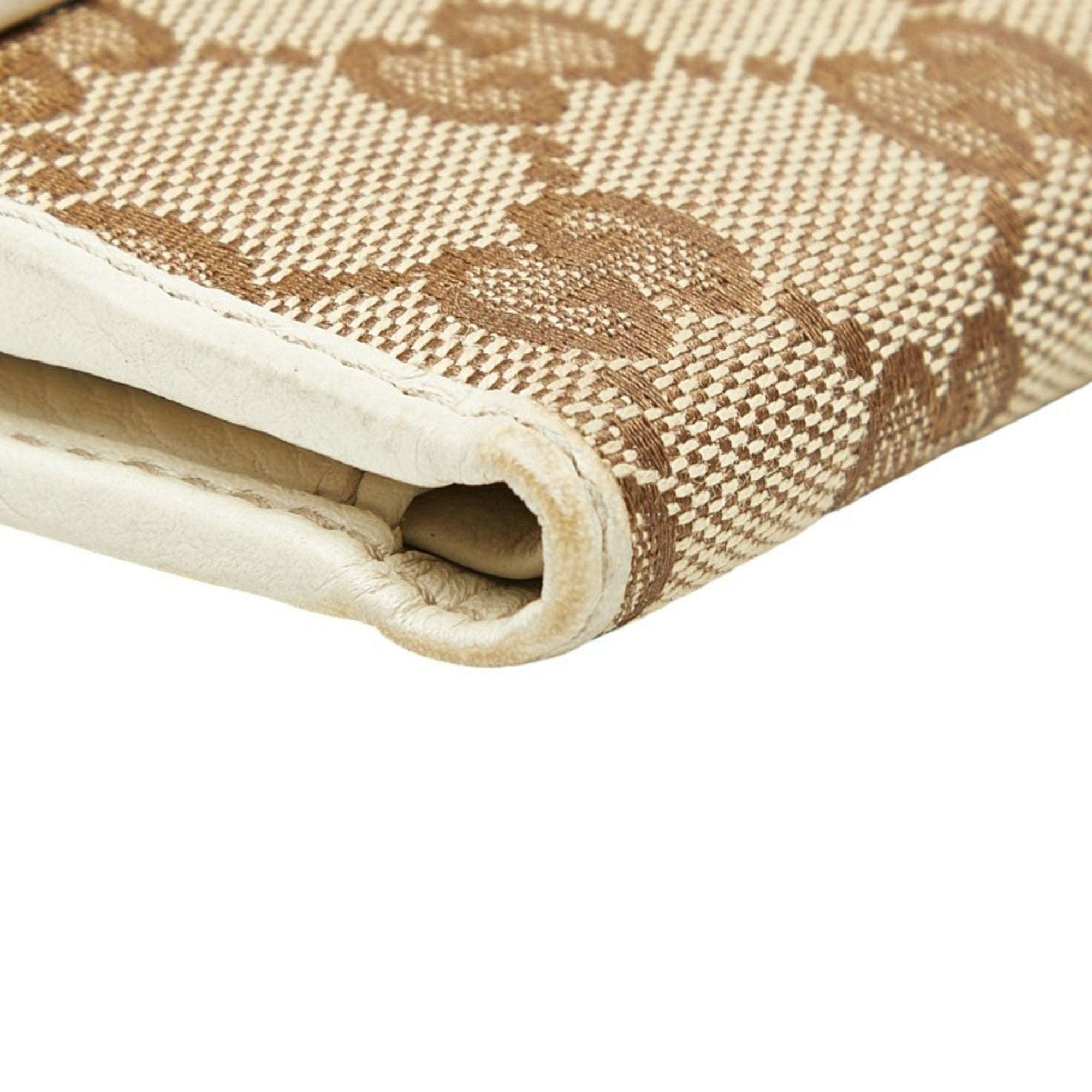 Gucci Beige Ivory Canvas Leather Wallet (Bi-Fold) (Pre-Owned)