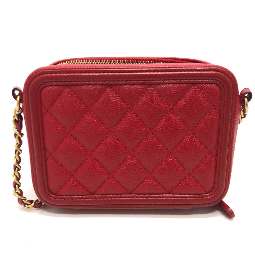 Chanel Red Leather Shoulder Bag (Pre-Owned)