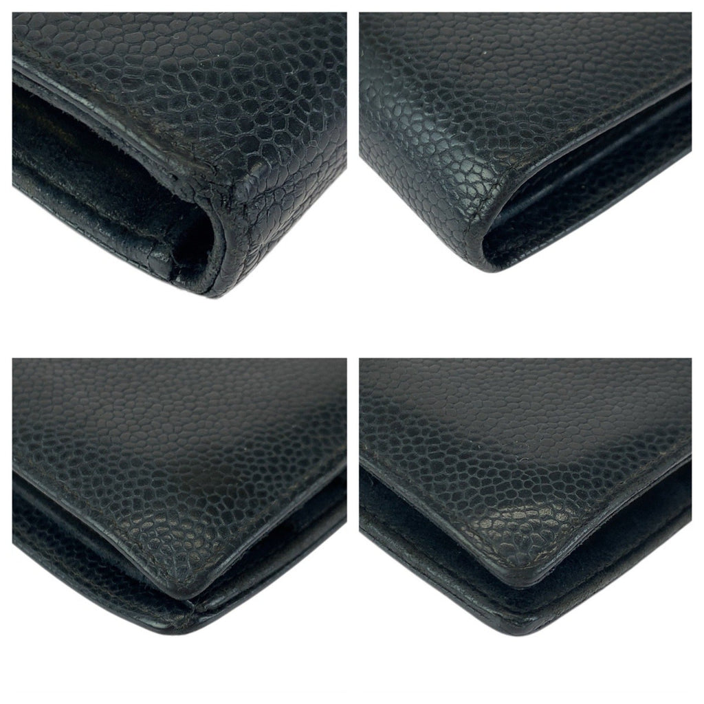 Chanel Black Leather Wallet (Bi-Fold) (Pre-Owned)