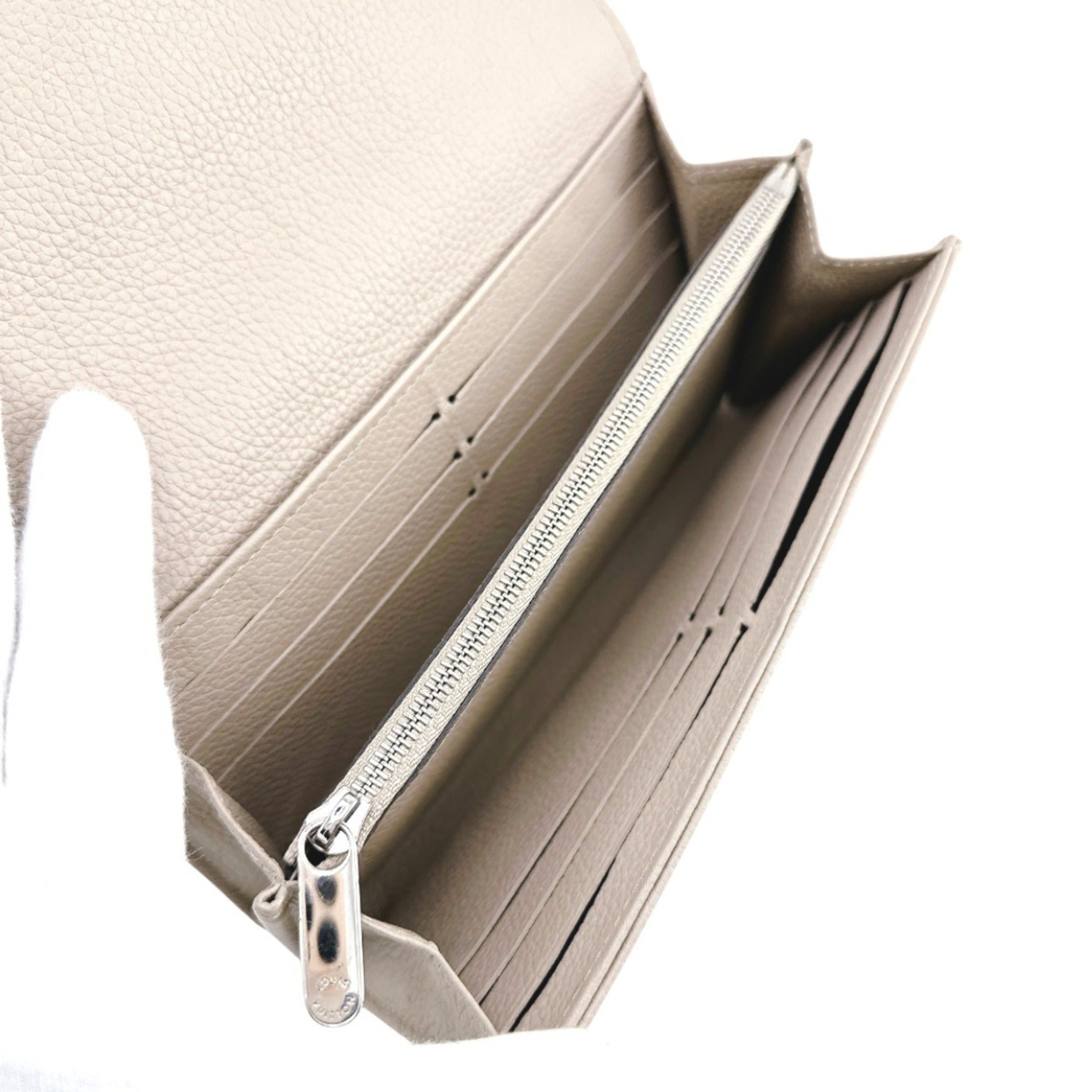 Louis Vuitton Beige Galle Monogram Mahina Leather Long Wallet (Tri-Fold) (Pre-Owned)