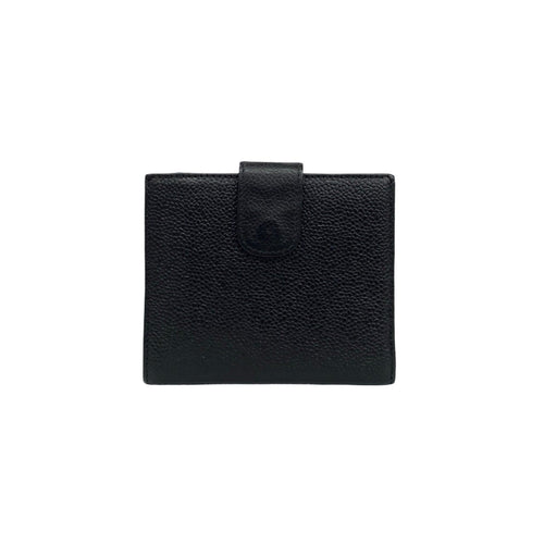 Chanel Black Grained Calfskin Wallet (Bi-Fold) (Pre-Owned)