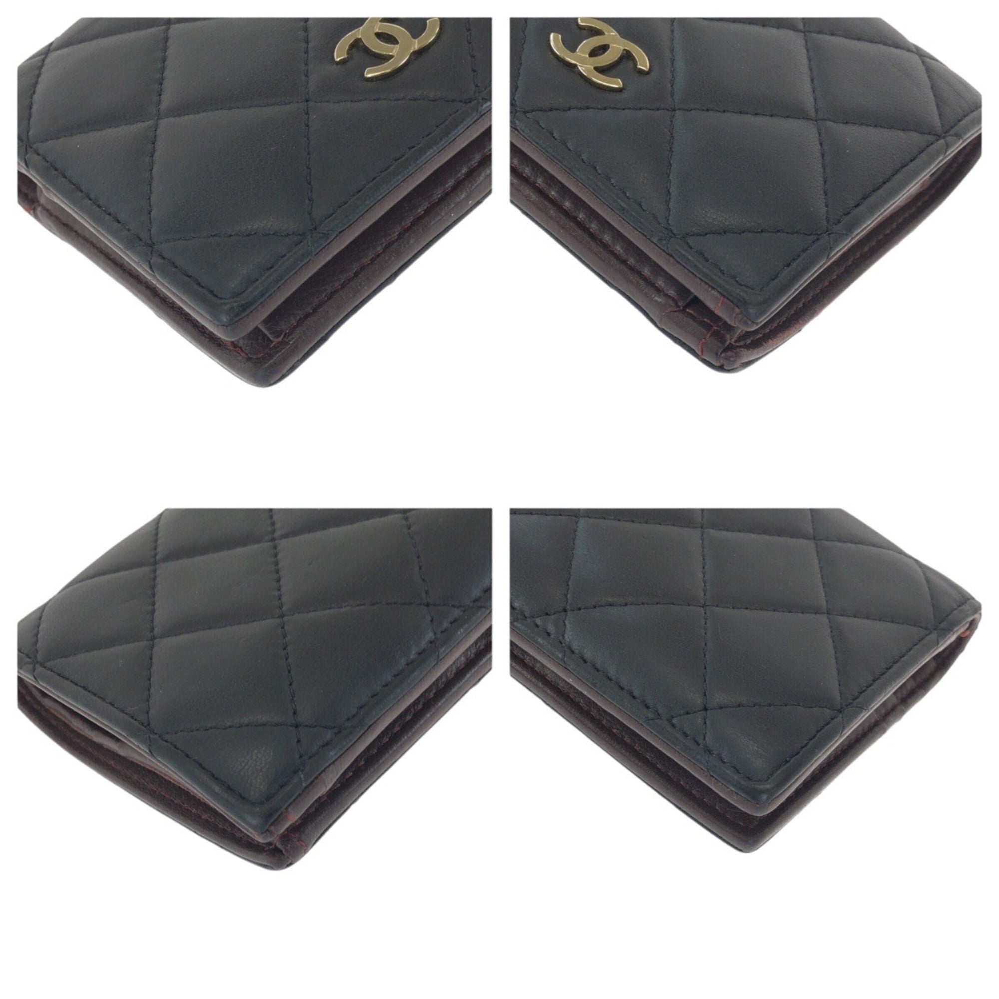 Chanel Matelasse Black Leather Wallet (Bi-Fold) (Pre-Owned)