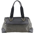 Bottega Veneta Black Gray Canvas Leather Tote Bag (Pre-Owned)