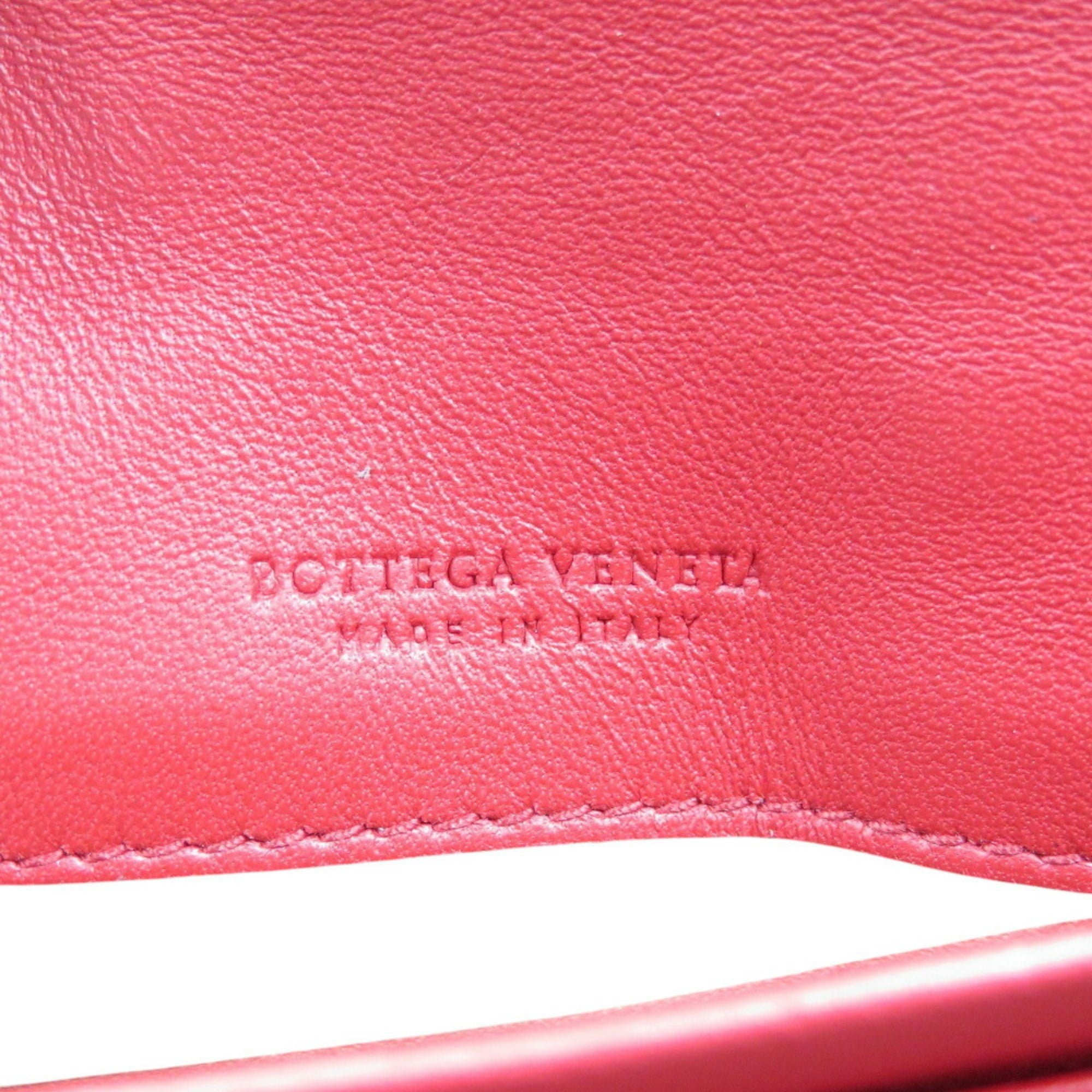 Bottega Veneta Red Color Intrecciato Long Wallet (Bi-Fold) (Pre-Owned)