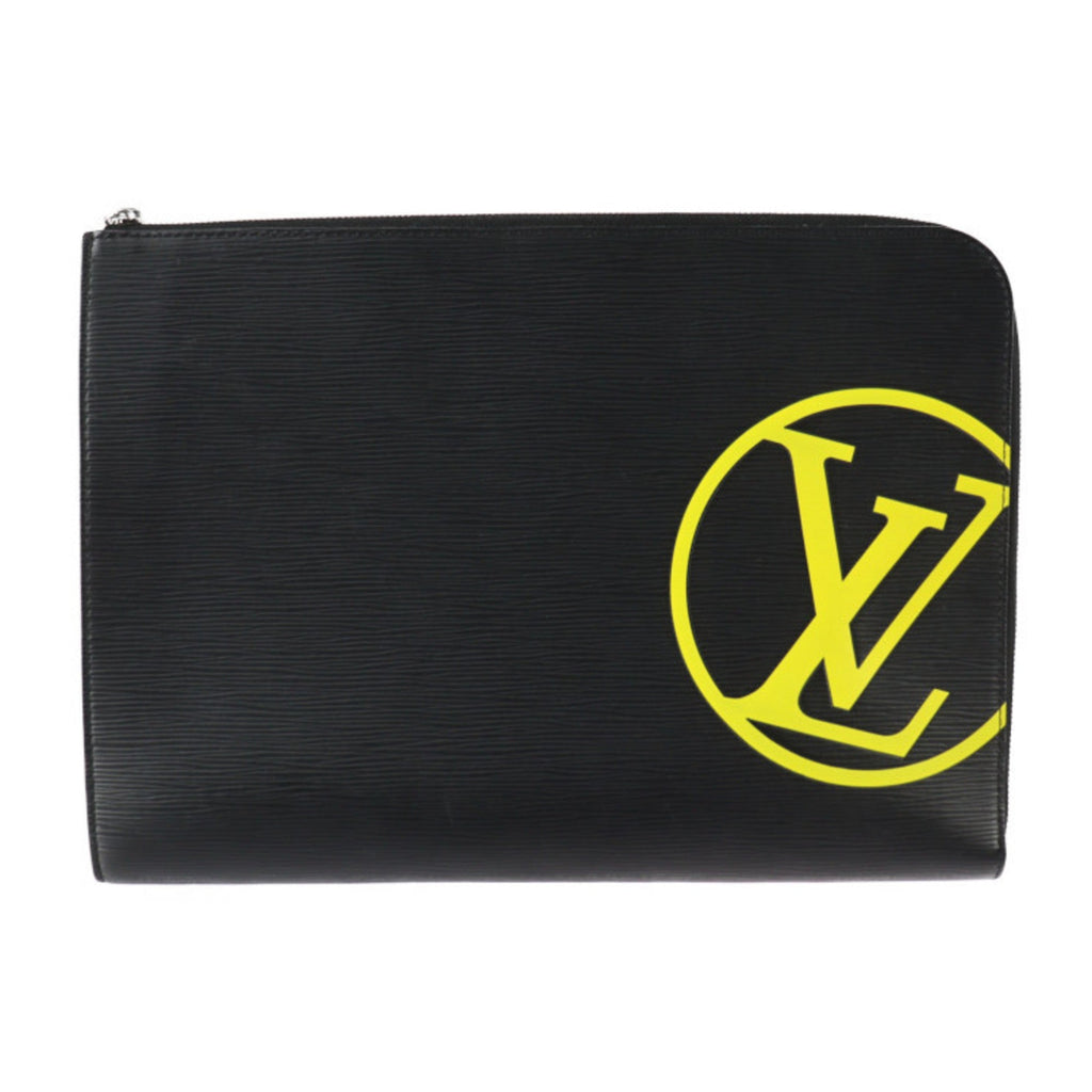 Louis Vuitton Black Yellow Epi Leather Clutch Bag Handbag Pochette Pouch (Pre-Owned)