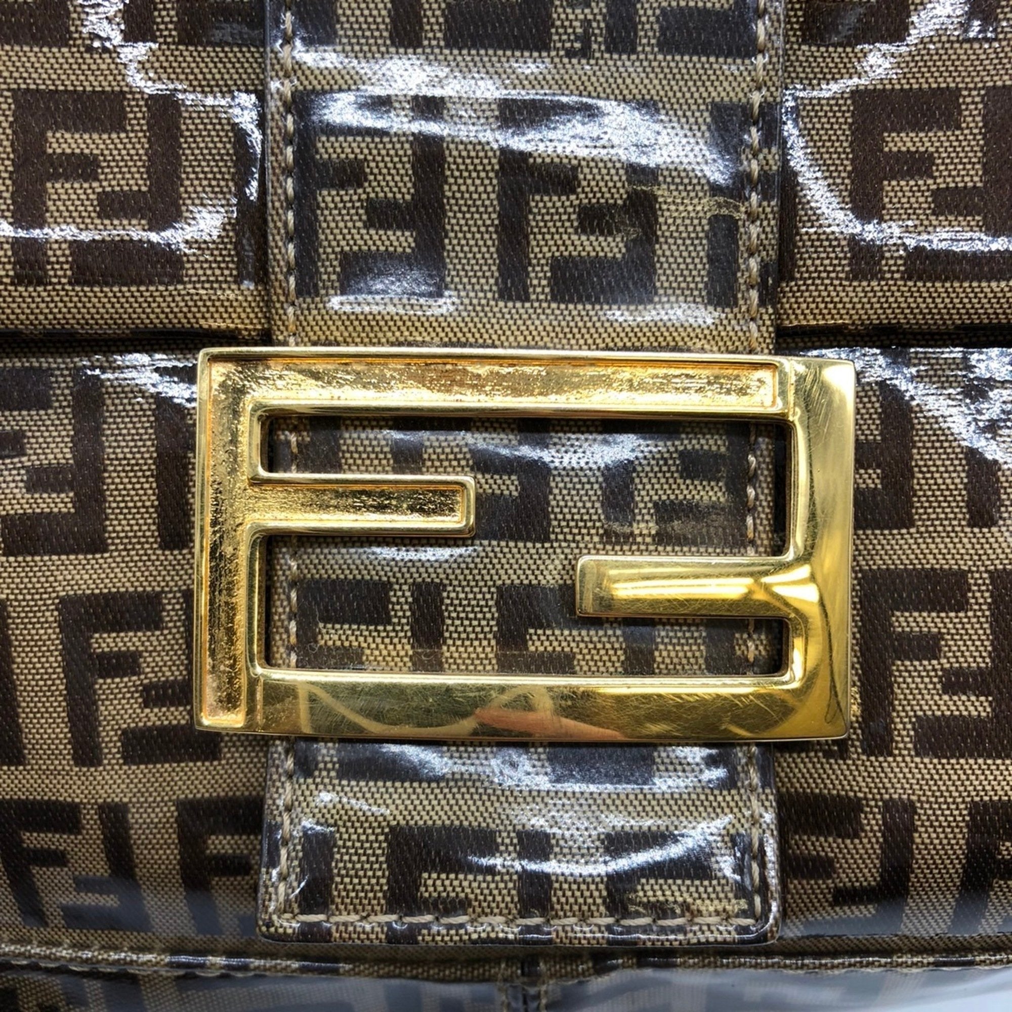 Fendi Zucchino Brown Nylon Shoulder Bag (Pre-Owned)