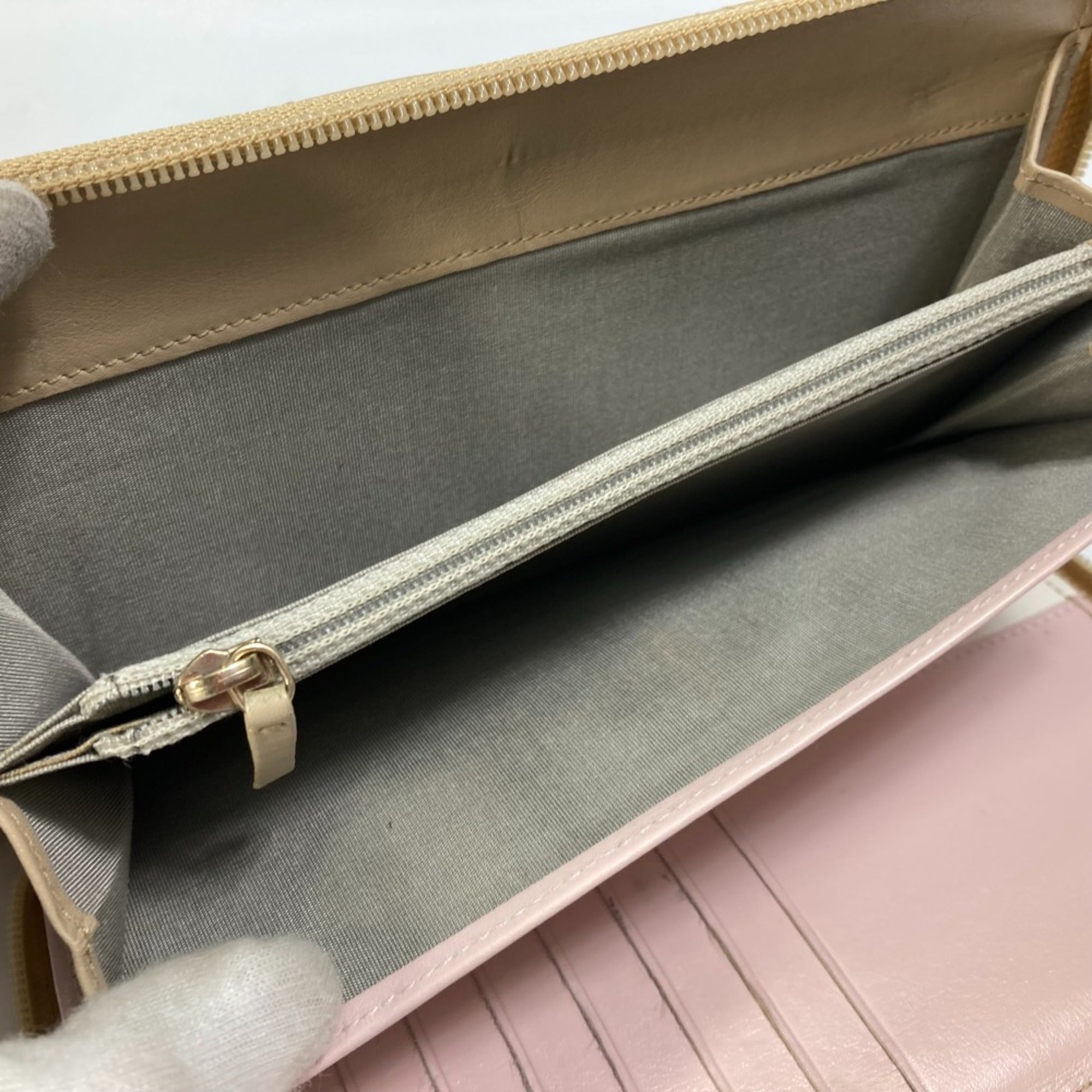 Chanel Gold Leather Long Wallet (Bi-Fold) (Pre-Owned)