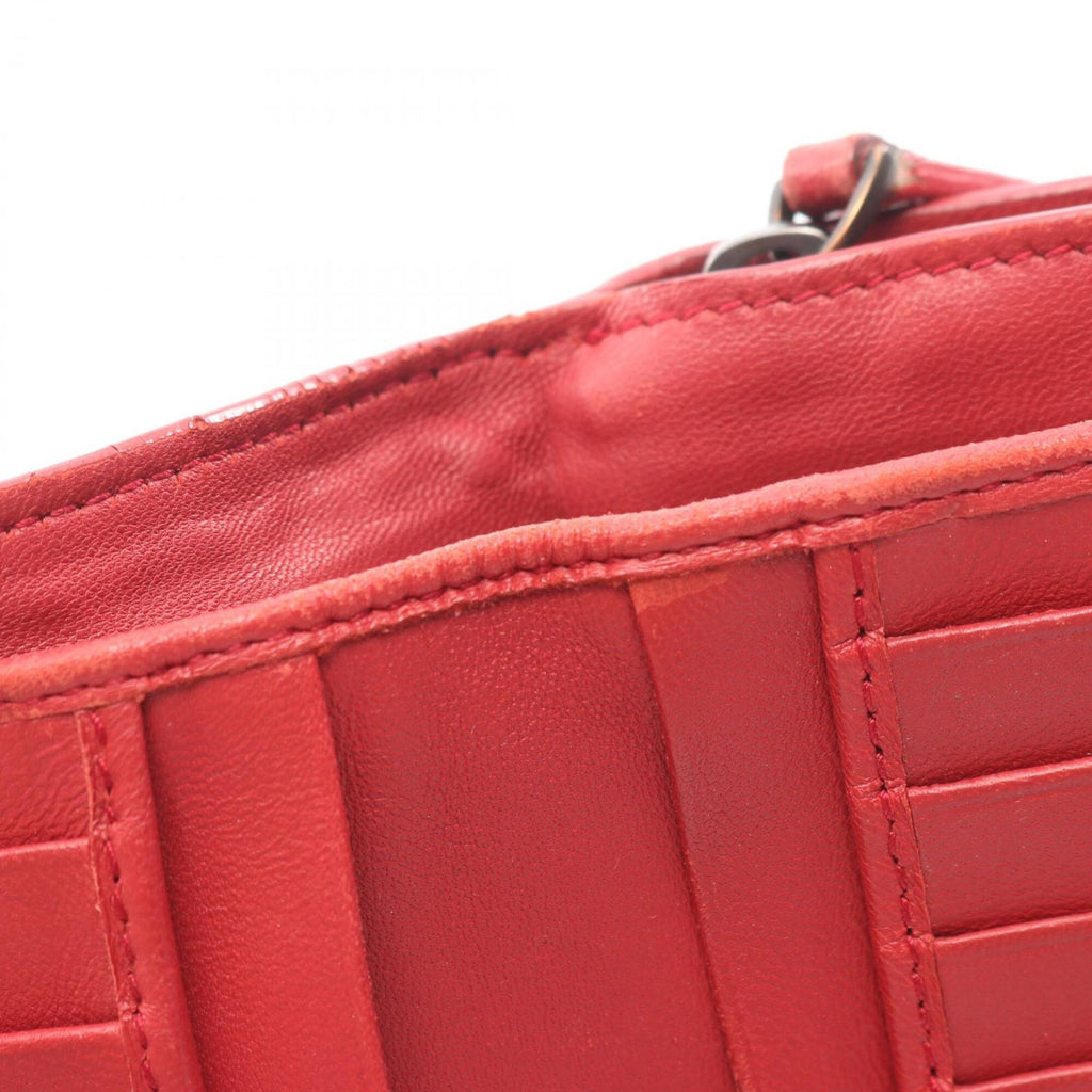 Bottega Veneta Red Color Intrecciato Wallet (Bi-Fold) (Pre-Owned)