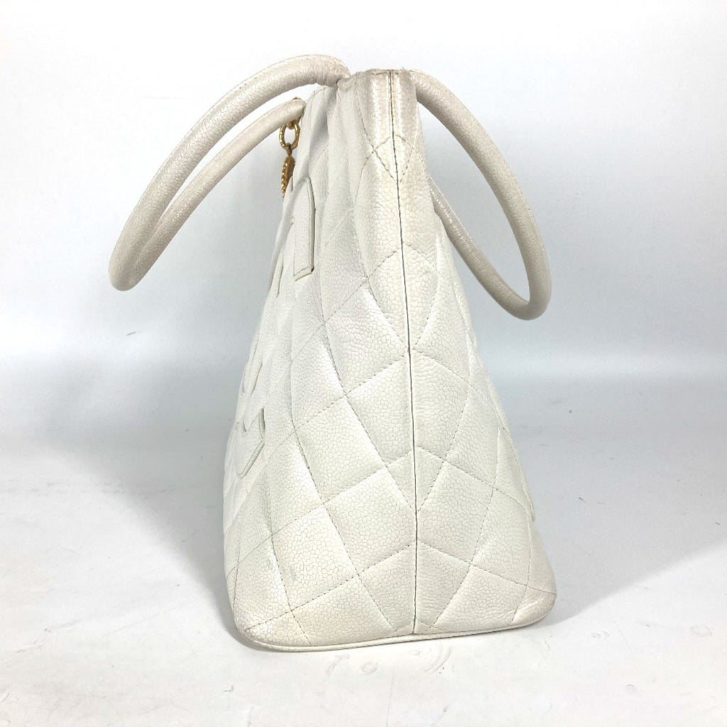 Chanel White Caviar Leather Shoulder Bag Tote Bag (Pre-Owned)