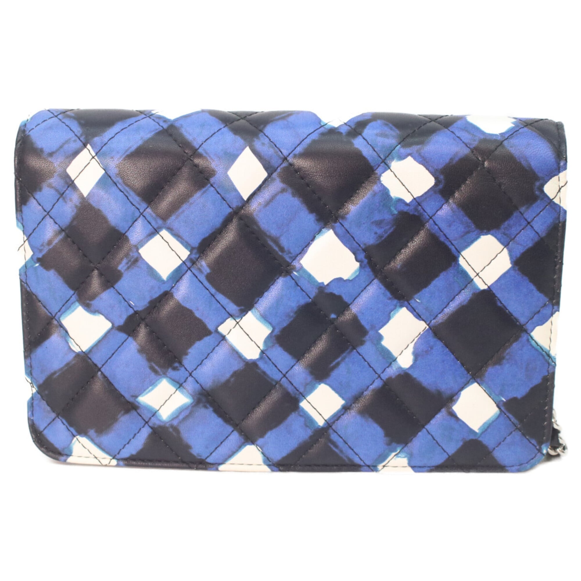 Chanel Black Blue Leather Shoulder Bag (Pre-Owned)