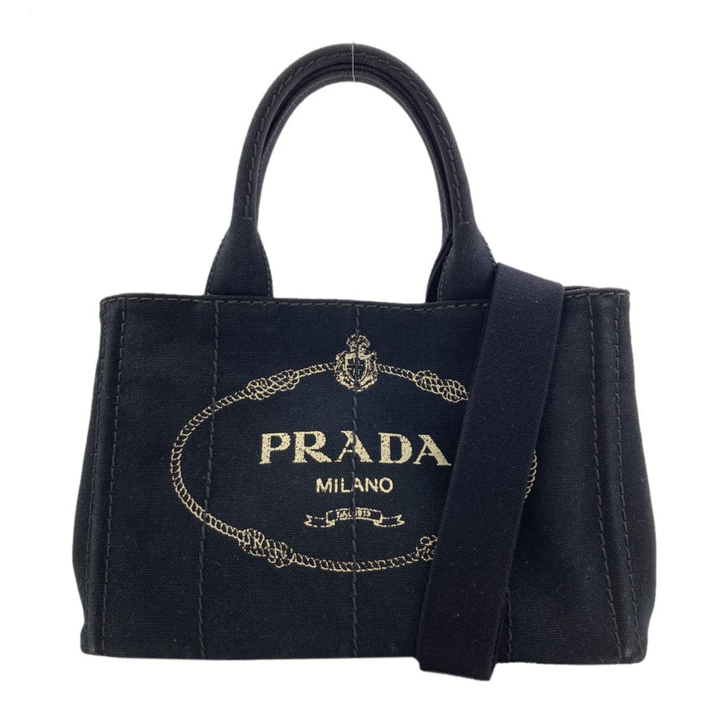 Prada Canapa Black Canvas Handbag (Pre-Owned)