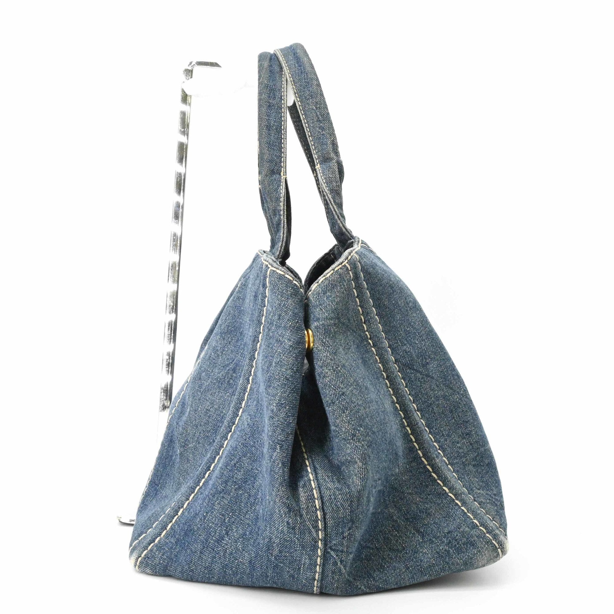 Prada Blue Denim Handbag Shoulder Bag Tote Bag (Pre-Owned)