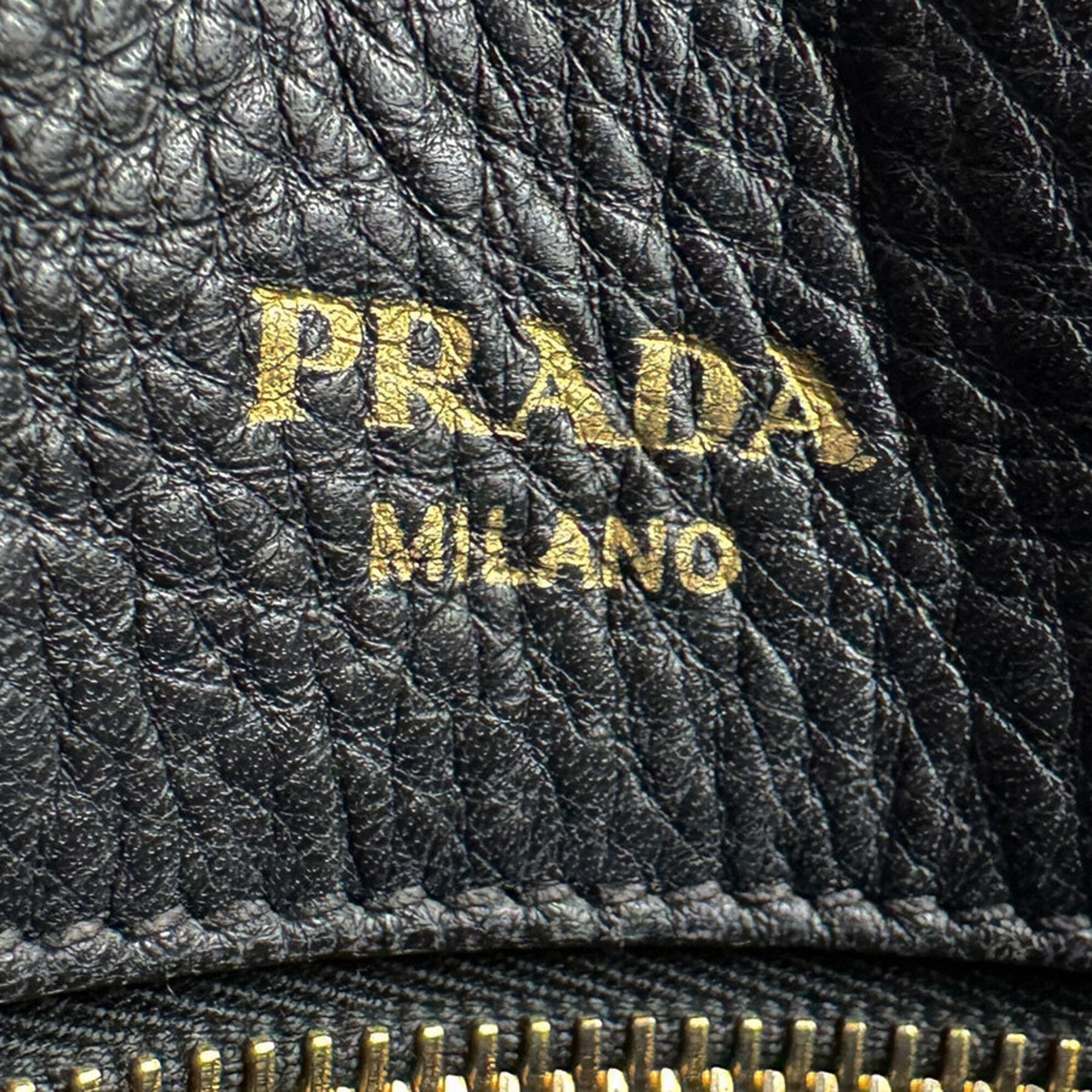 Prada Black Leather Handbag Shoulder Bag (Pre-Owned)