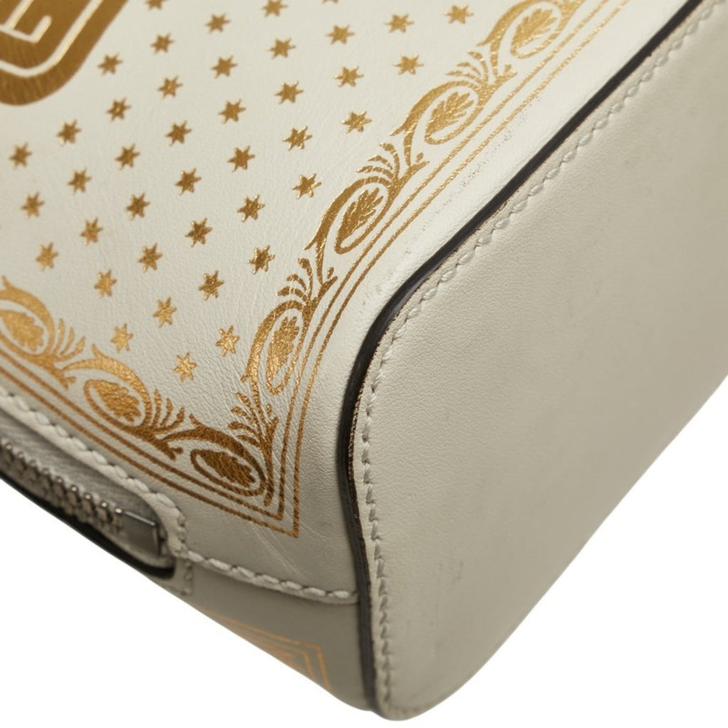Gucci Gold White Leather Shoulder Bag (Pre-Owned)