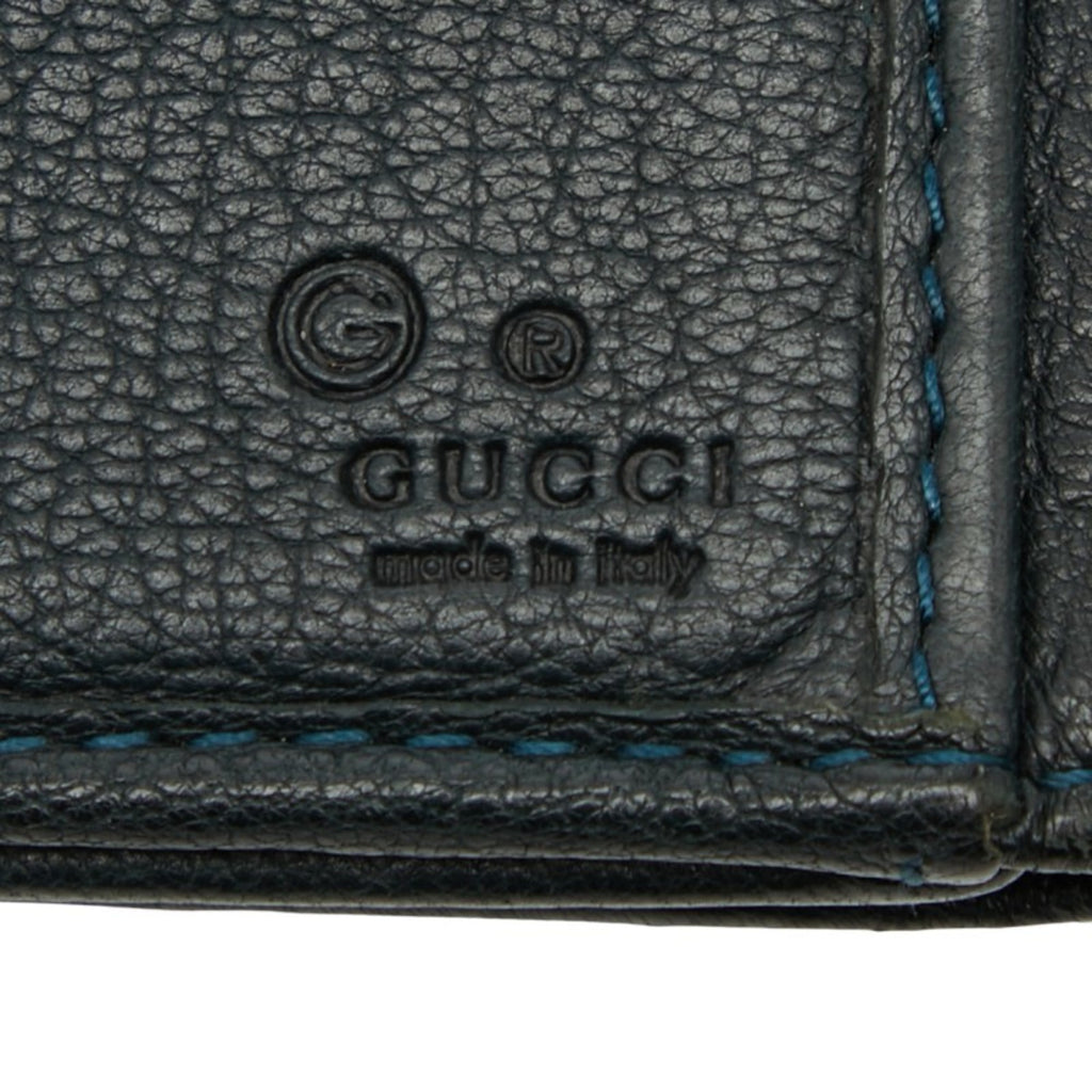 Gucci Navy Leather Long Wallet (Bi-Fold) (Pre-Owned)