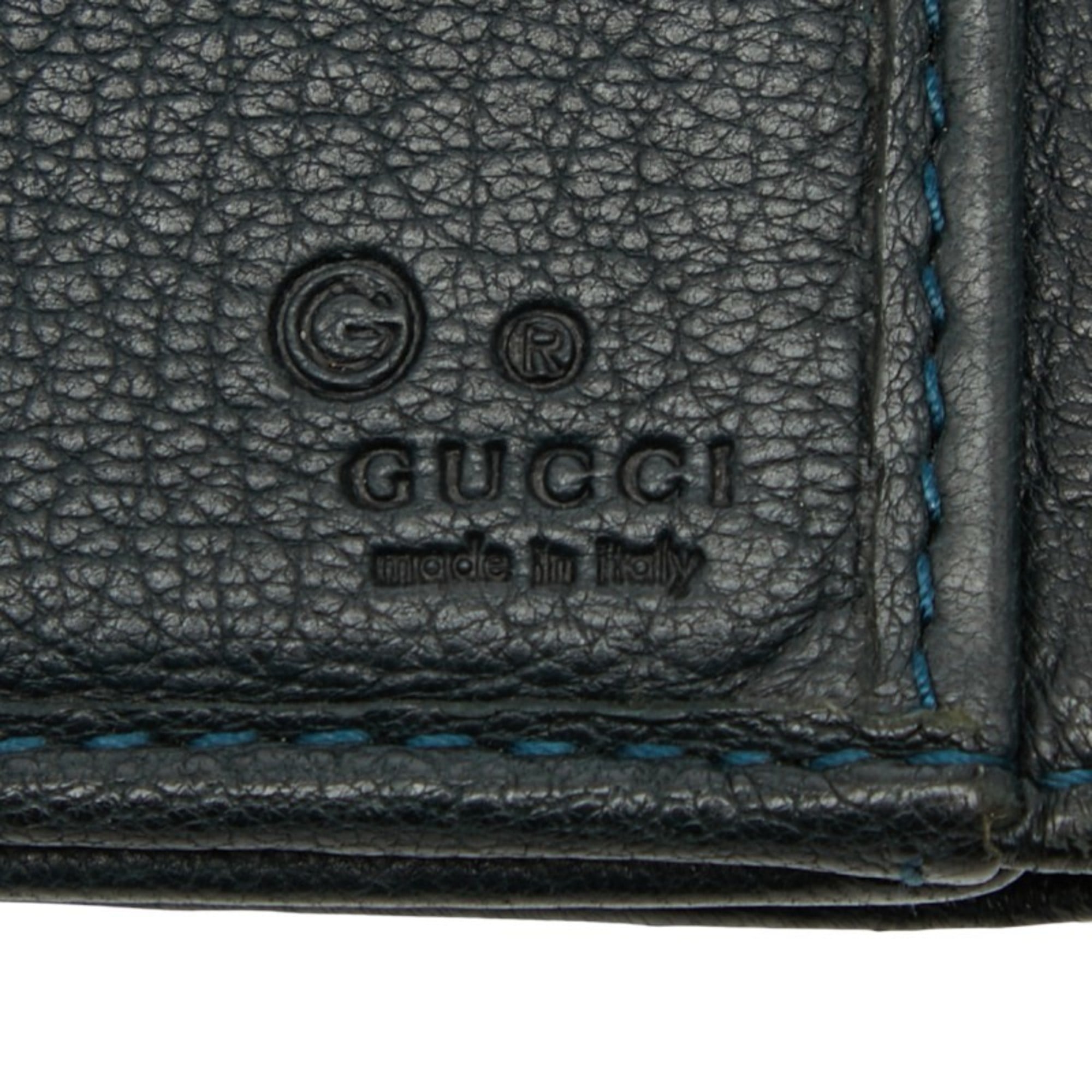 Gucci Navy Leather Long Wallet (Bi-Fold) (Pre-Owned)