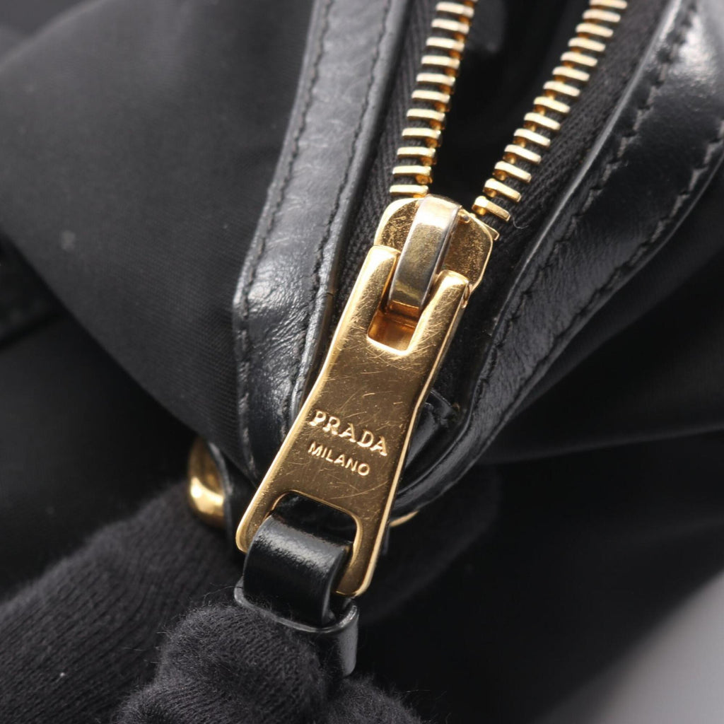 Prada Black Nylon Leather Handbag (Pre-Owned)