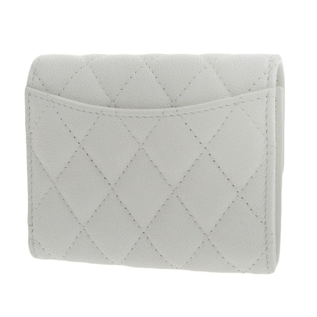 Chanel White Grained Calfskin Wallet (Tri-Fold) (Pre-Owned)