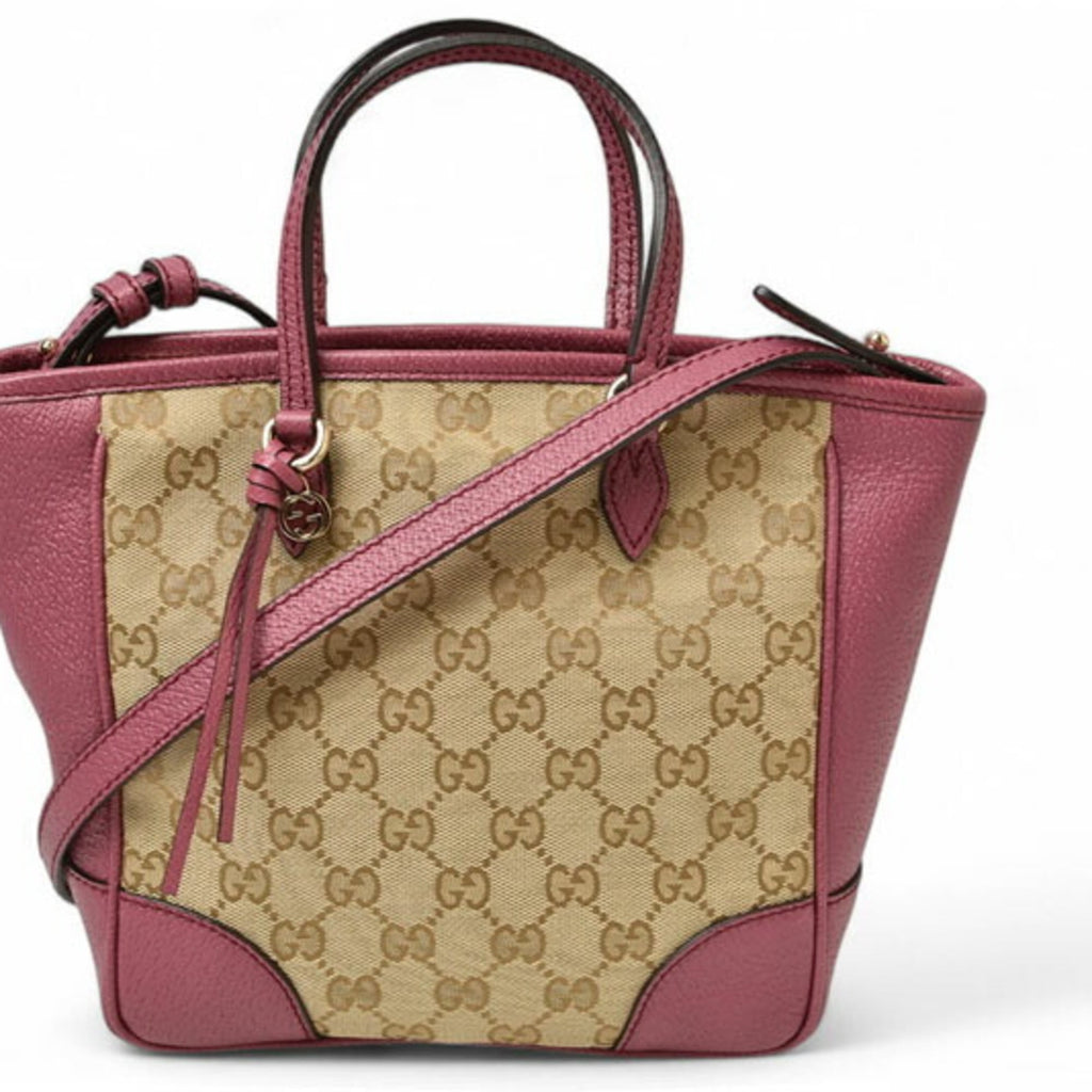 Gucci Beige Pink Gg Canvas Leather Handbag Shoulder Bag (Pre-Owned)