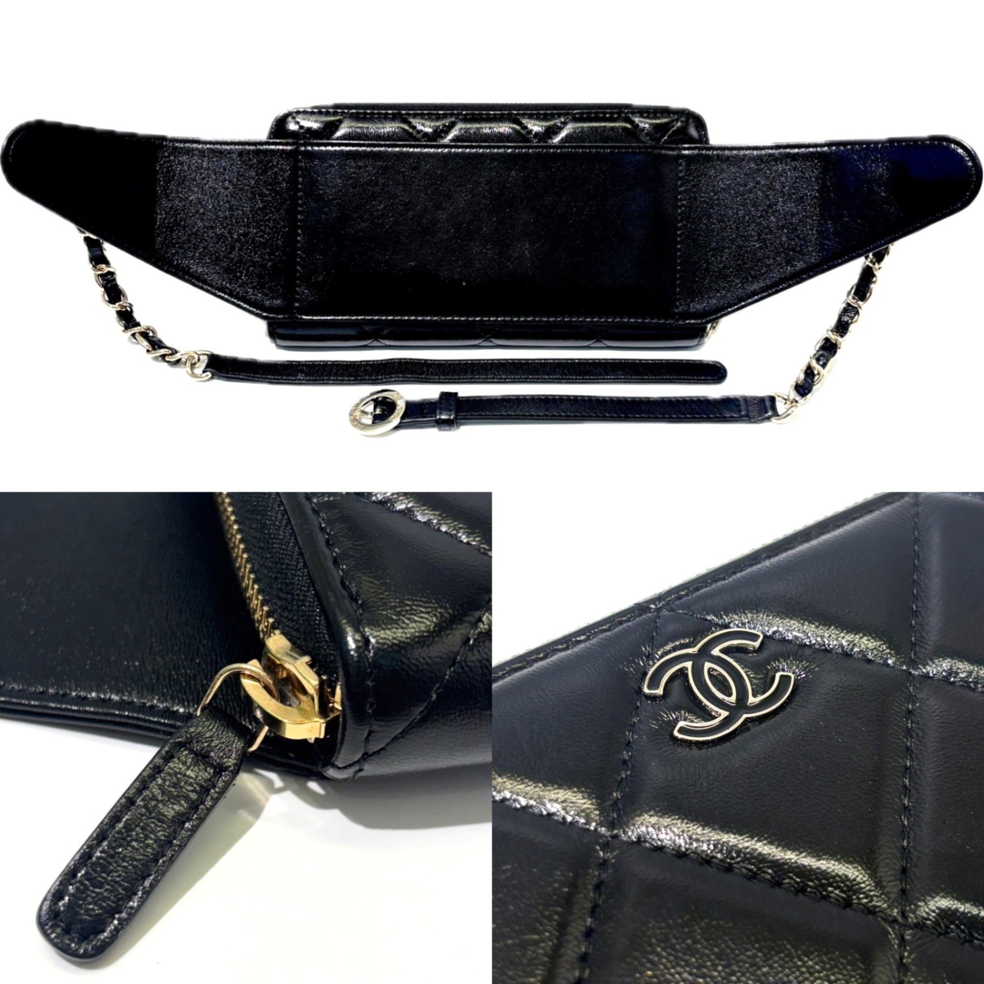 Chanel Black Leather Long Wallet (Bi-Fold) (Pre-Owned)
