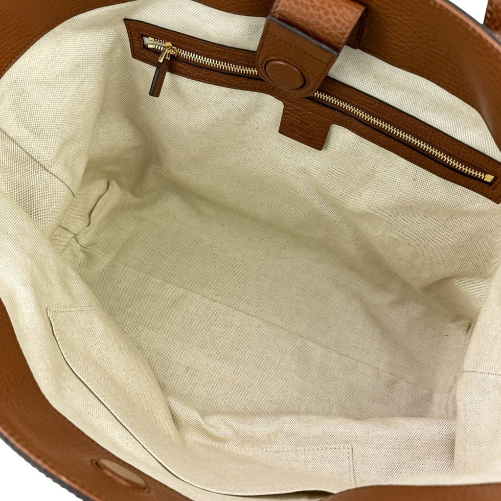 Gucci Brown Dark Blue Denim Leather Tote Bag (Pre-Owned)