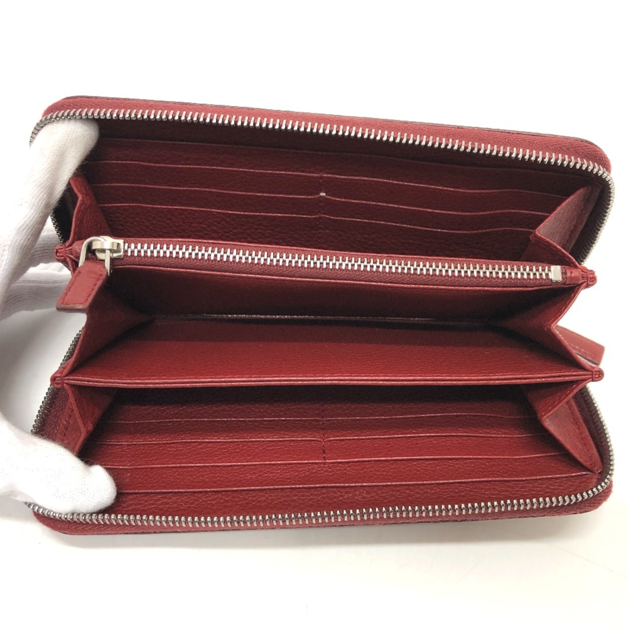 Prada Red Leather Long Wallet (Bi-Fold) (Pre-Owned)