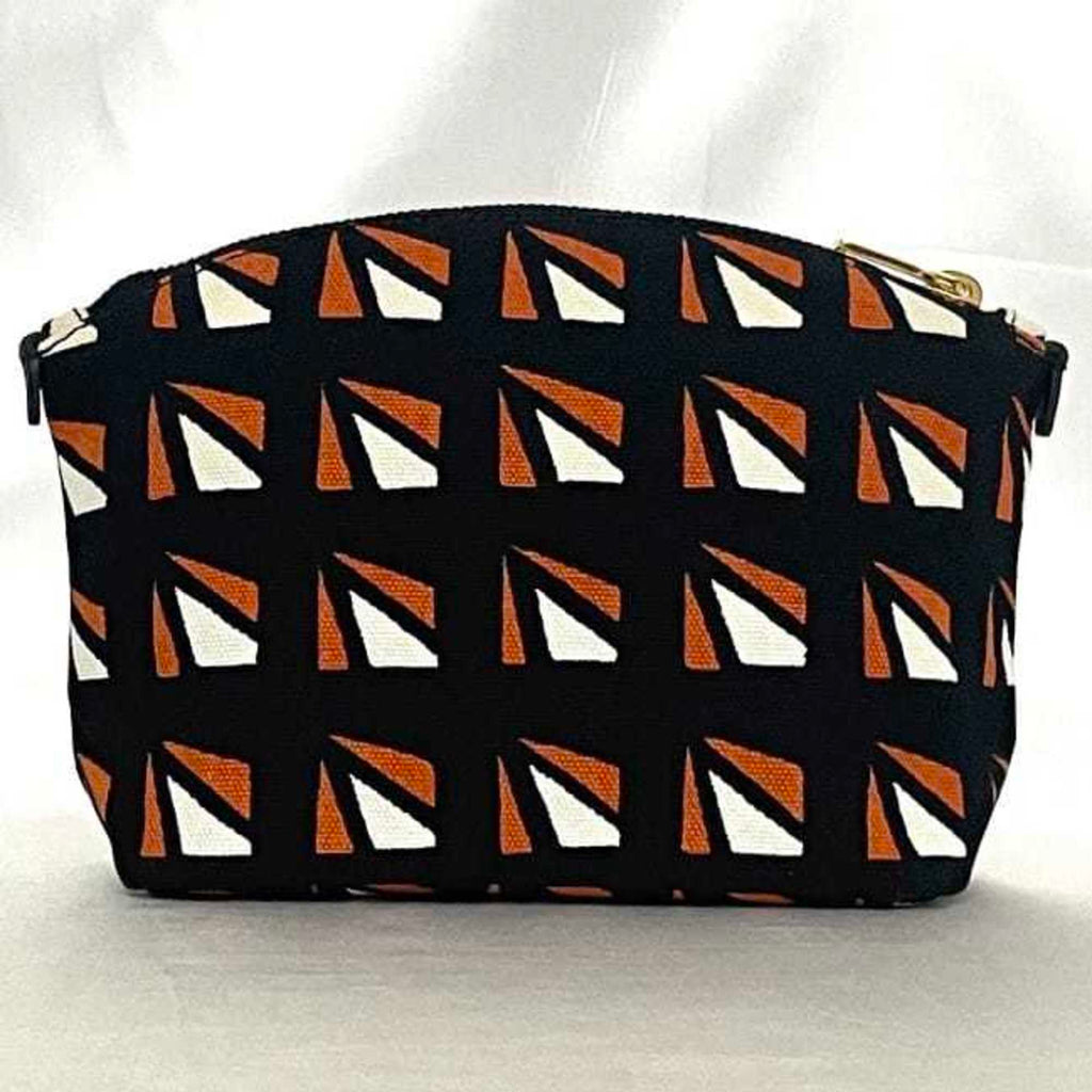 Prada Black Orange Canvas Leather Pouch (Pre-Owned)
