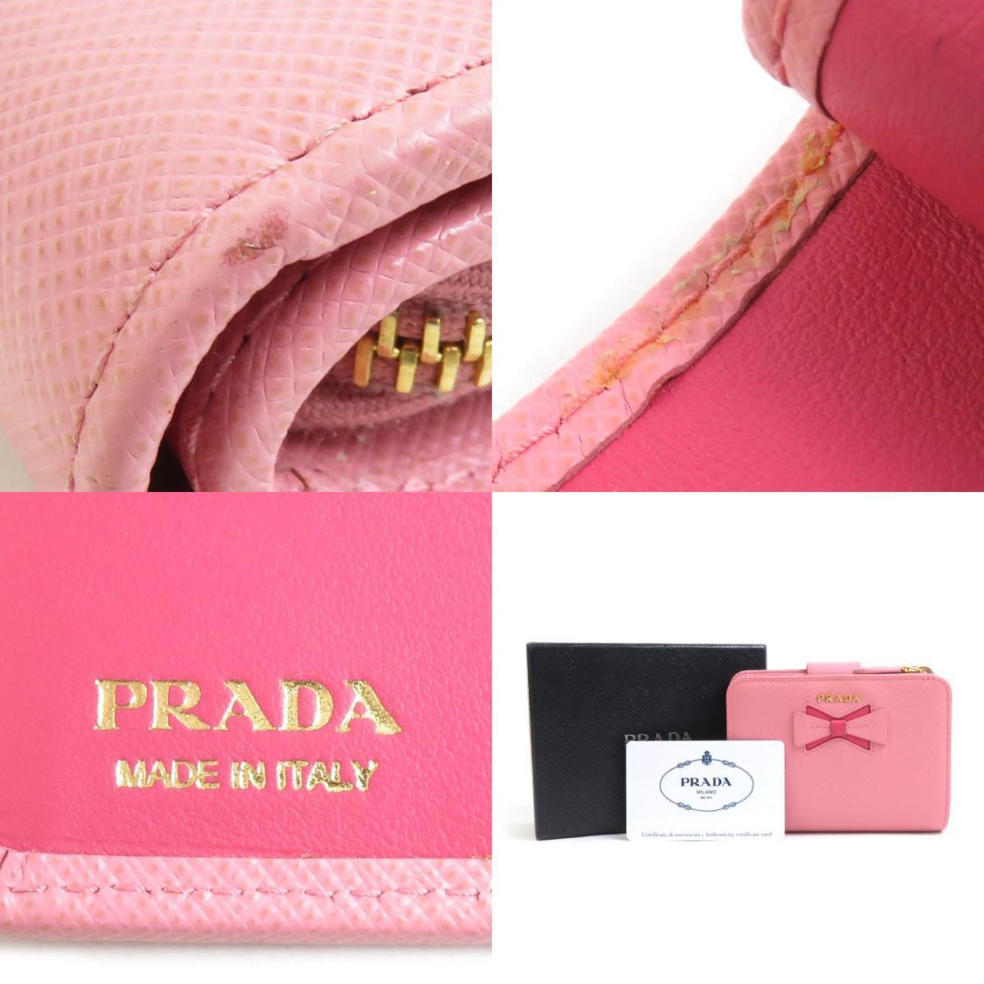 Prada Pink Leather Wallet (Bi-Fold) (Pre-Owned)