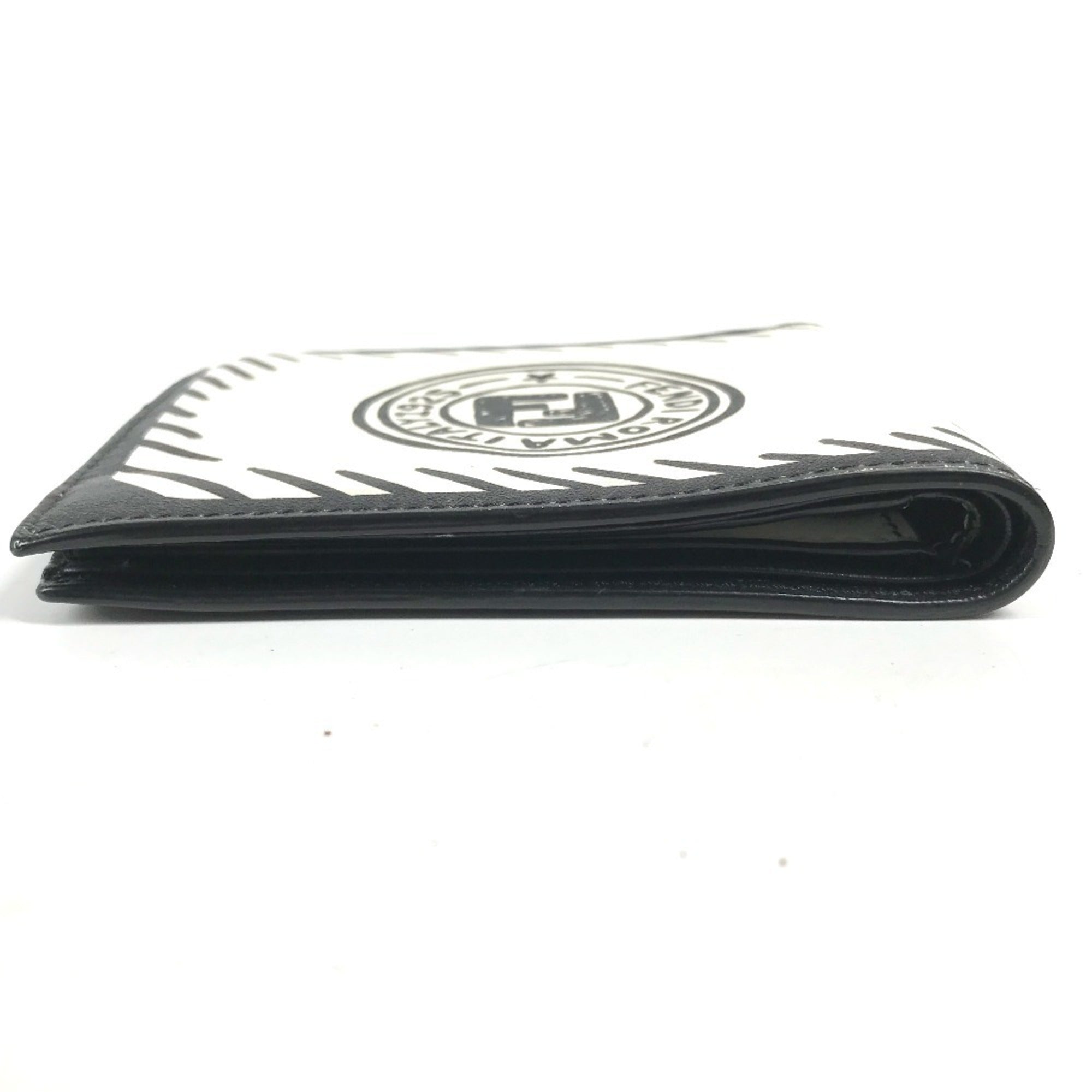 Fendi Black White Leather Bill Wallet (Bi-Fold) (Pre-Owned)