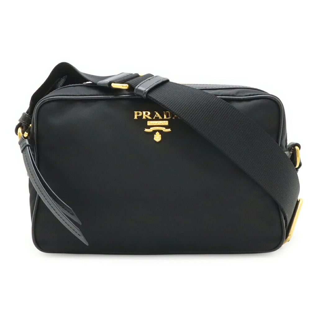 Prada Black Nero Nylon Leather Clutch Bag Handbag Pochette Pouch Shoulder Bag (Pre-Owned)