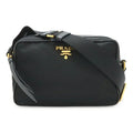 Prada Black Nero Nylon Leather Clutch Bag Handbag Pochette Pouch Shoulder Bag (Pre-Owned)
