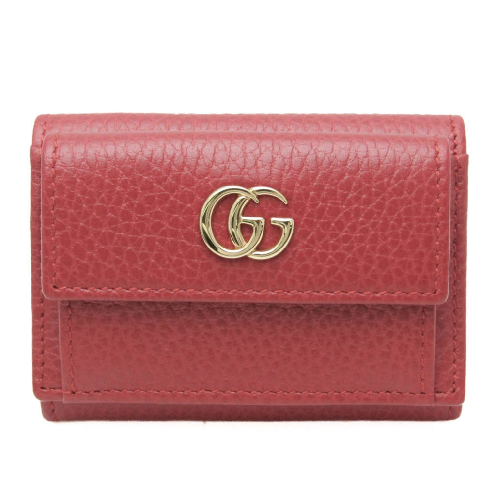 Gucci Red Color Leather Wallet (Tri-Fold) (Pre-Owned)