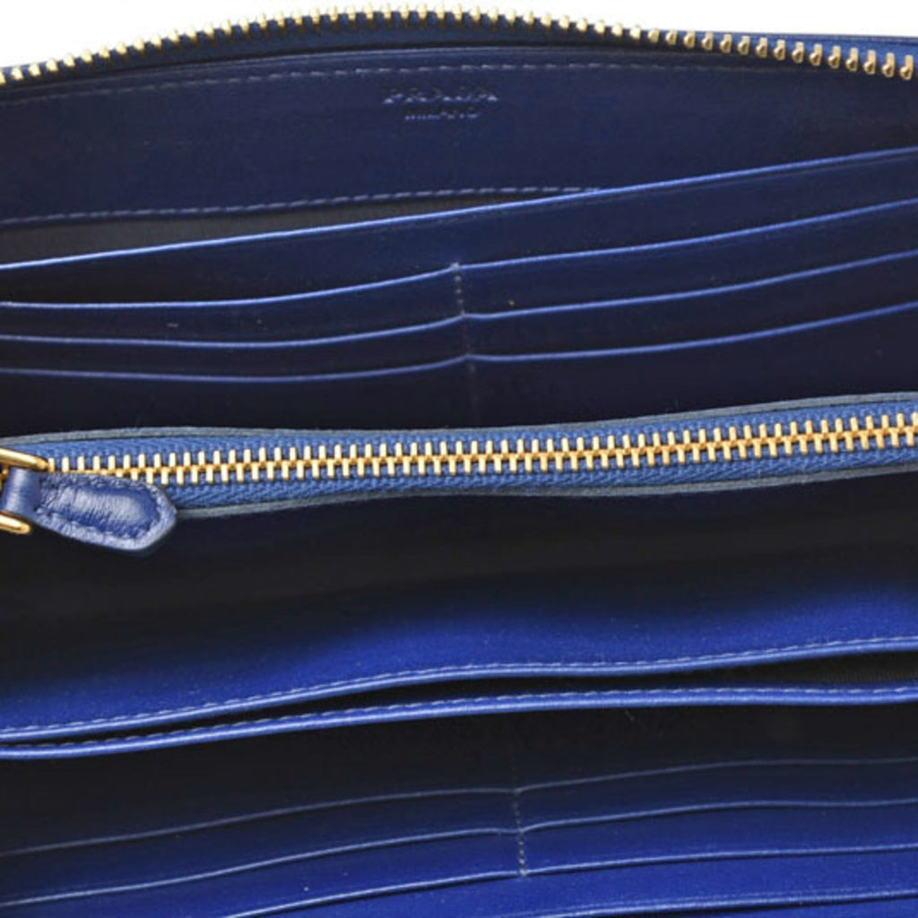 Prada Blue Bluette Tessuto Long Wallet (Bi-Fold) (Pre-Owned)