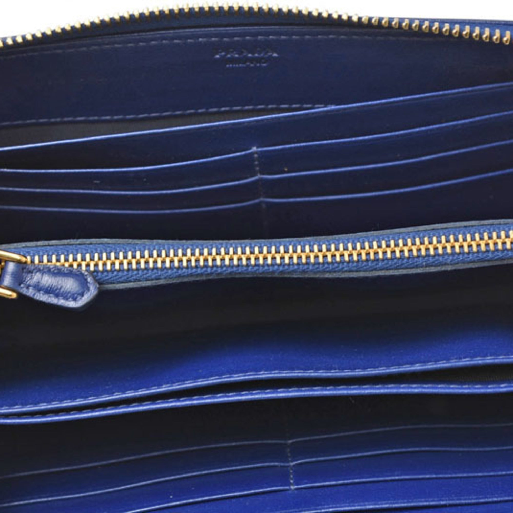 Prada Blue Bluette Tessuto Long Wallet (Bi-Fold) (Pre-Owned)