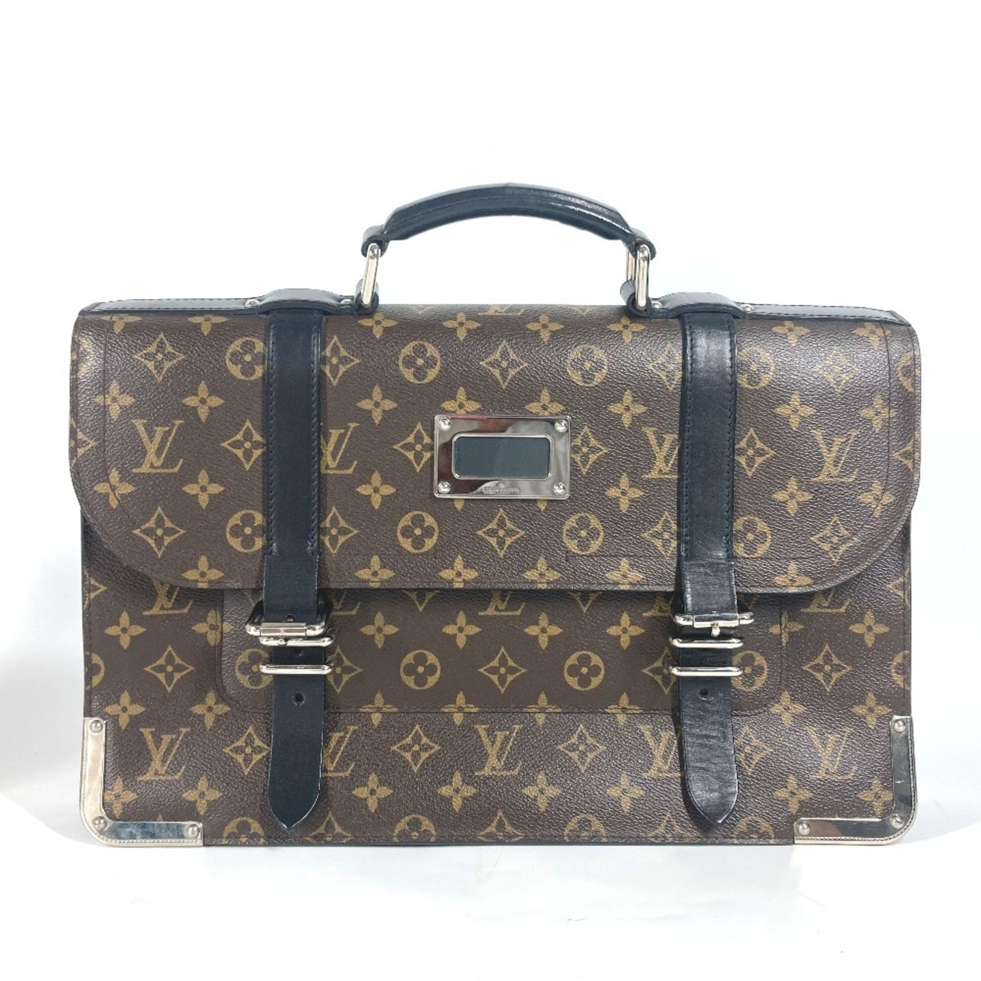Louis Vuitton Black Brown Monogram Monogram Briefcase Handbag Tote Bag (Pre-Owned)