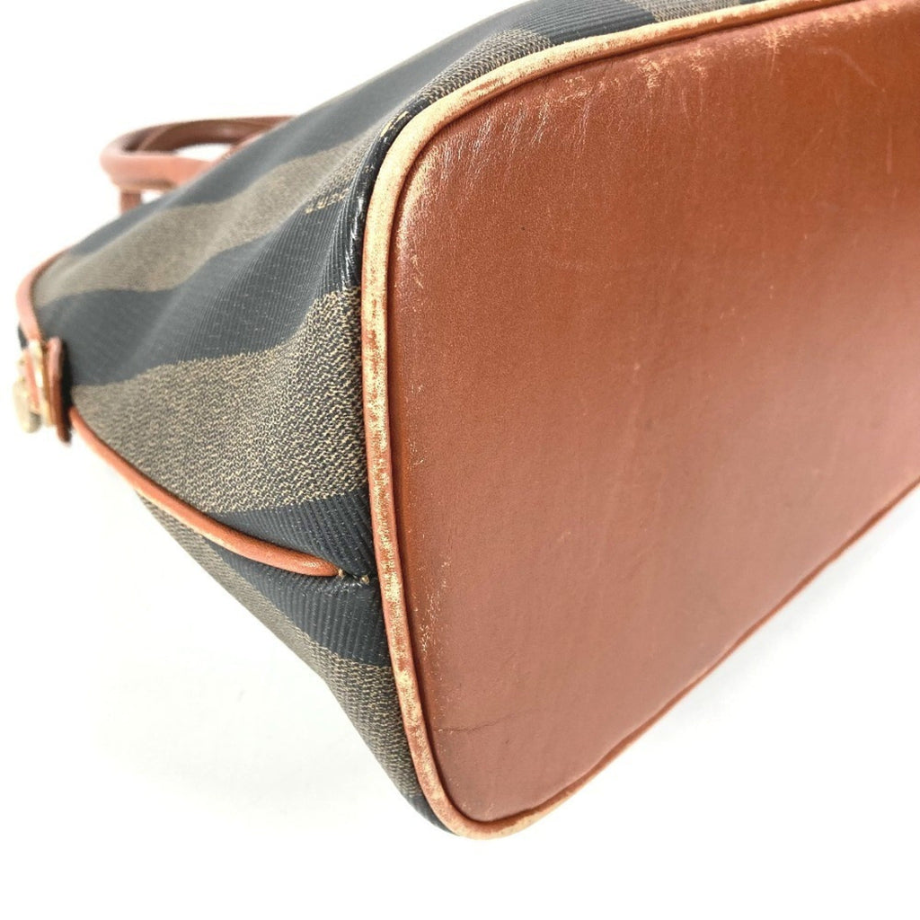 Fendi Pequin Brown Khaki Pvc Leather Handbag Tote Bag (Pre-Owned)