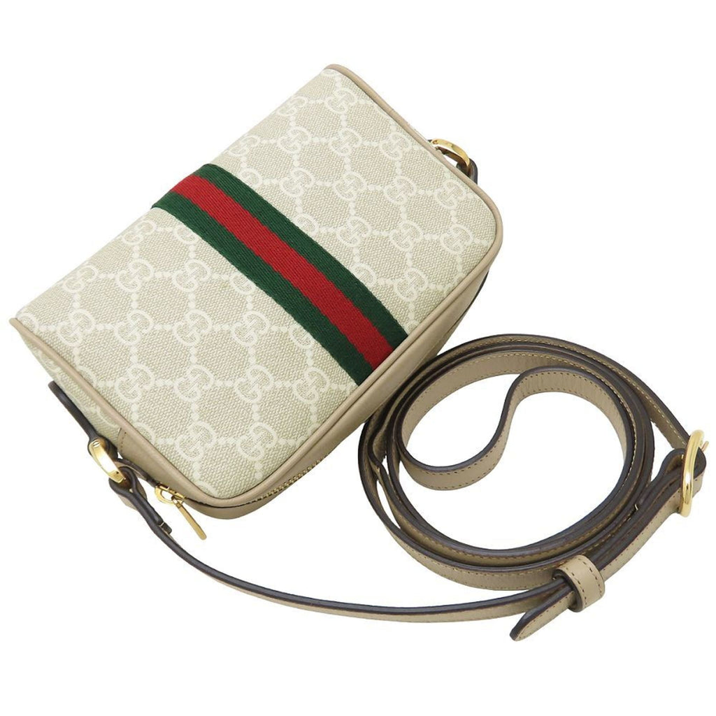 Gucci Beige White Gg Supreme Leather Shoulder Bag (Pre-Owned)