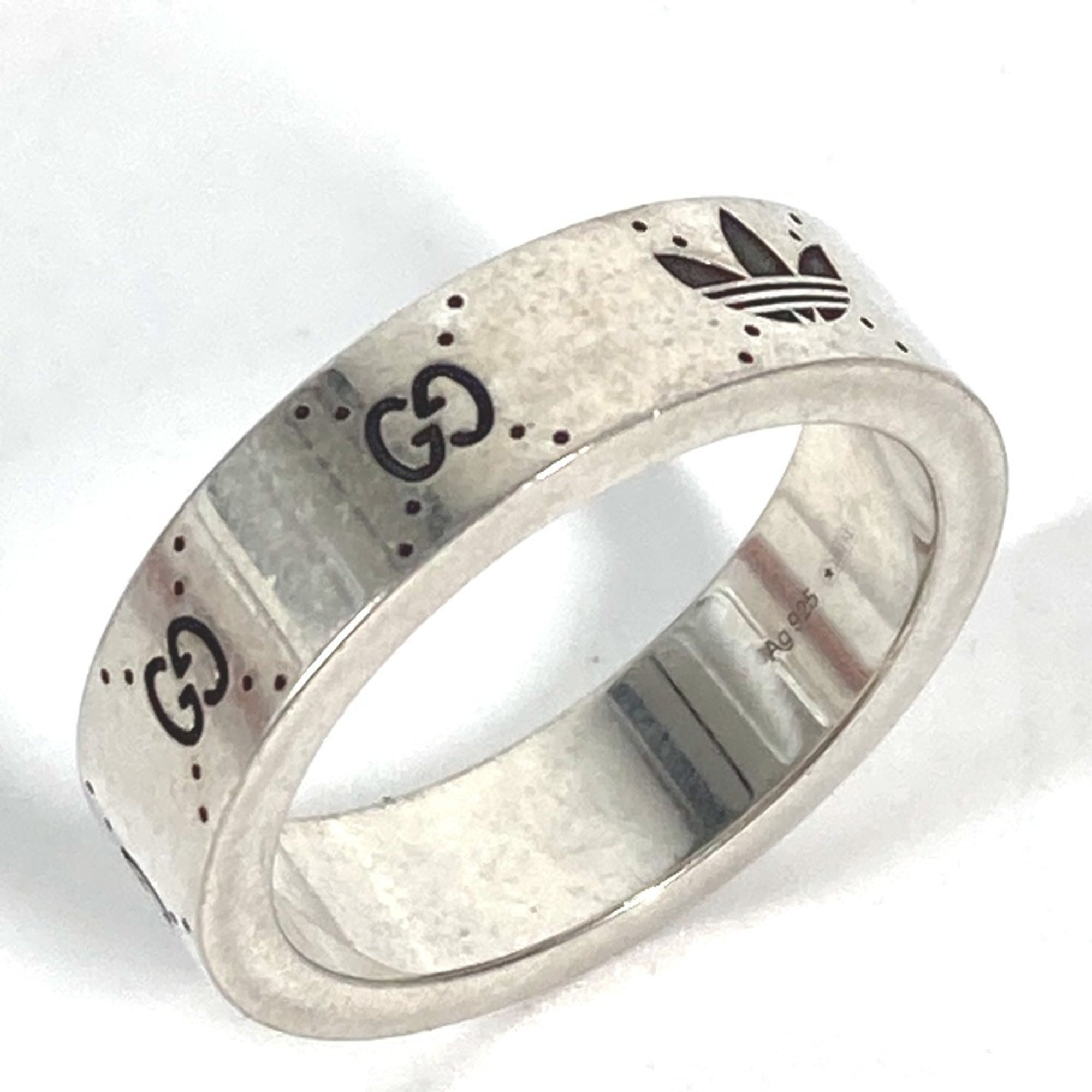 Gucci Silver Black Silver 925 Band Ring (Pre-Owned)