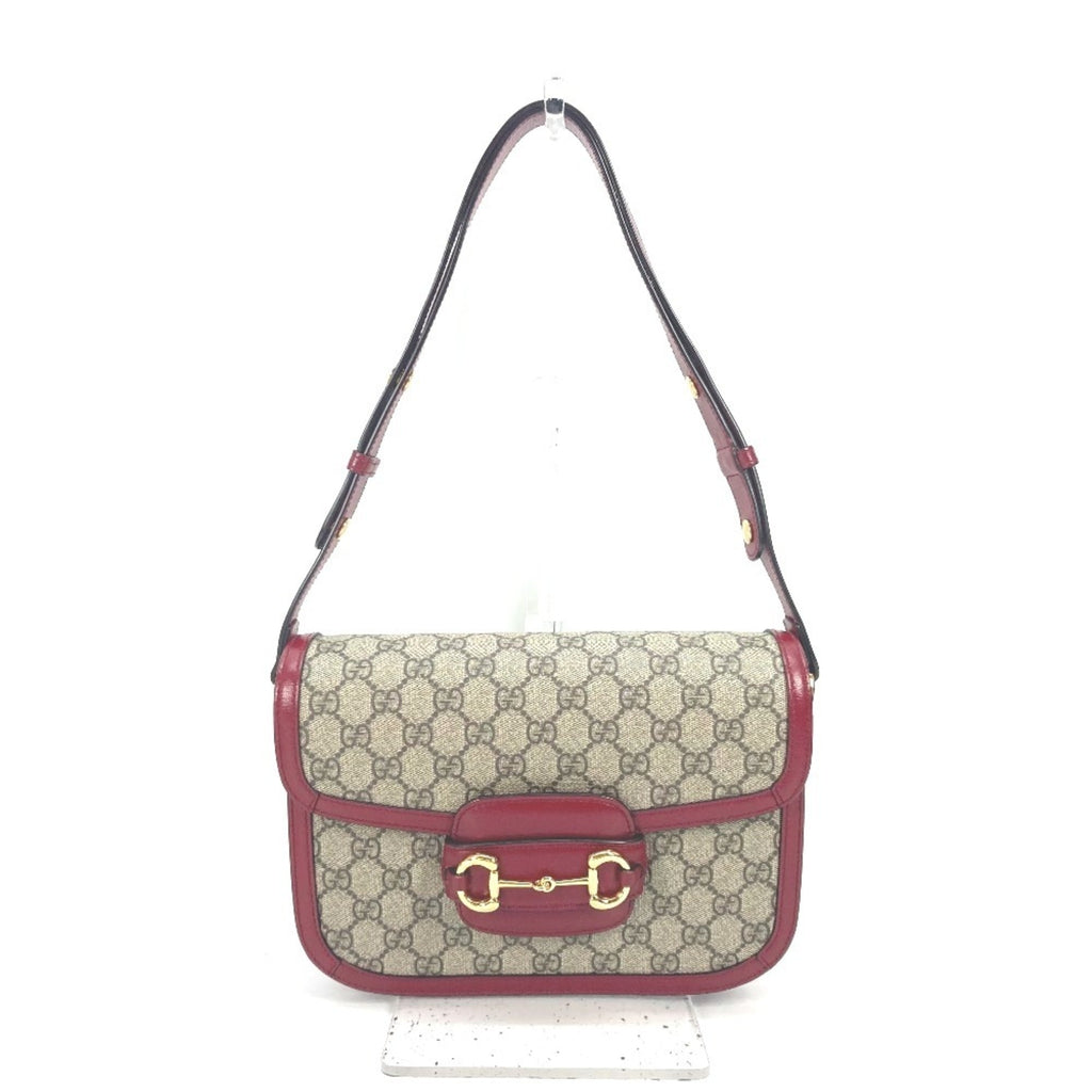 Gucci Beige Red Color Gg Supreme Leather Shoulder Bag (Pre-Owned)