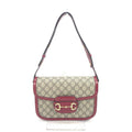 Gucci Beige Red Color Gg Supreme Leather Shoulder Bag (Pre-Owned)