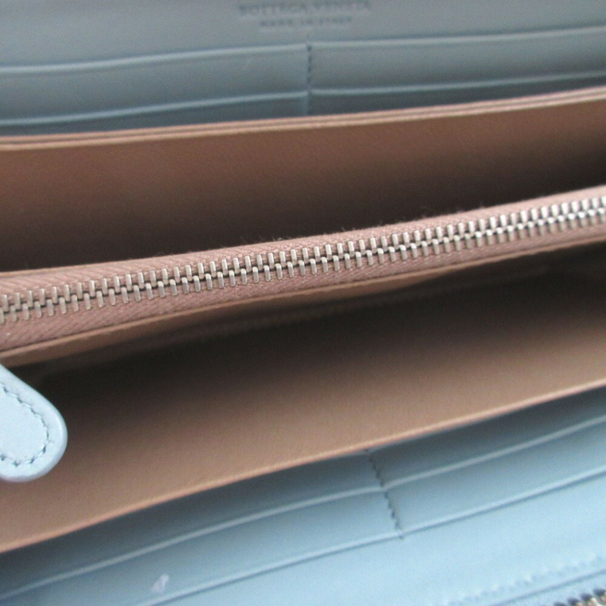 Bottega Veneta Light Blue Leather Long Wallet (Bi-Fold) (Pre-Owned)