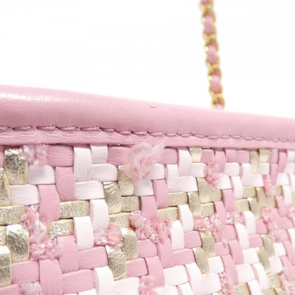 Chanel Gold Pink Viscose Leather Shoulder Bag (Pre-Owned)