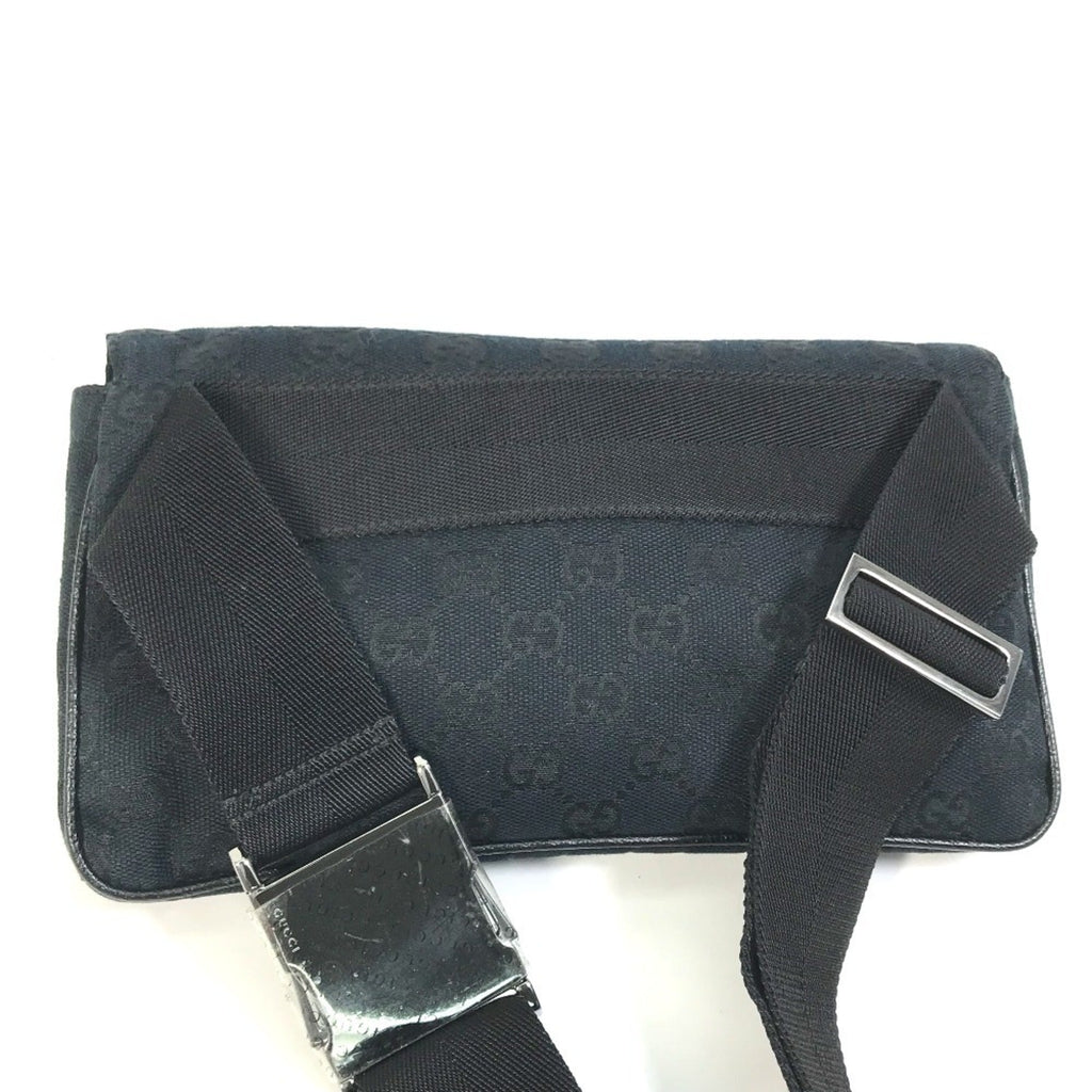 Gucci Black Gg Canvas Leather Fanny Pack (Pre-Owned)