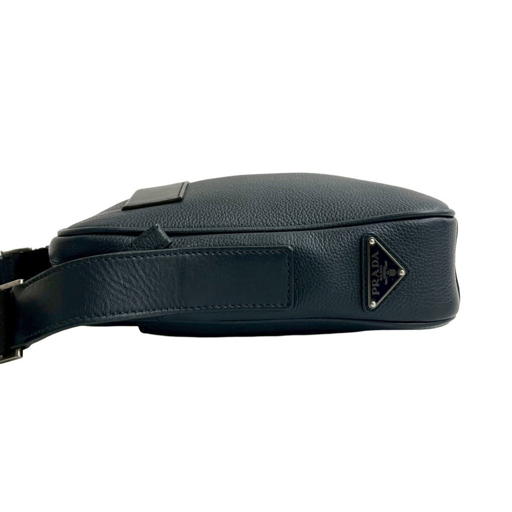 Prada Navy Nylon Leather Pochette Shoulder Bag Sling Bag (Pre-Owned)