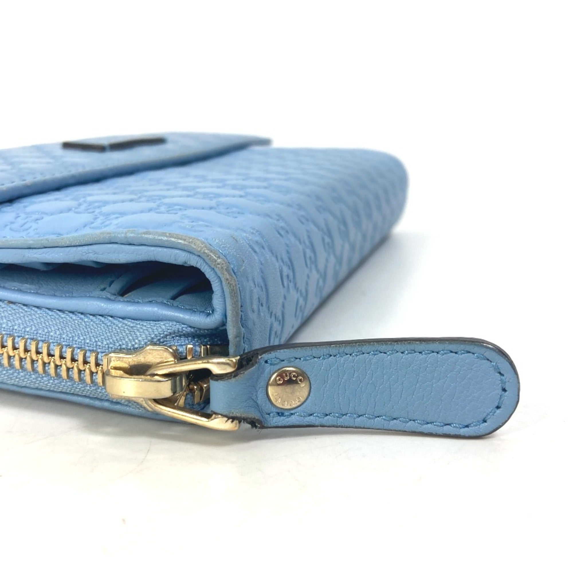 Gucci Blue Leather Long Wallet (Bi-Fold) (Pre-Owned)