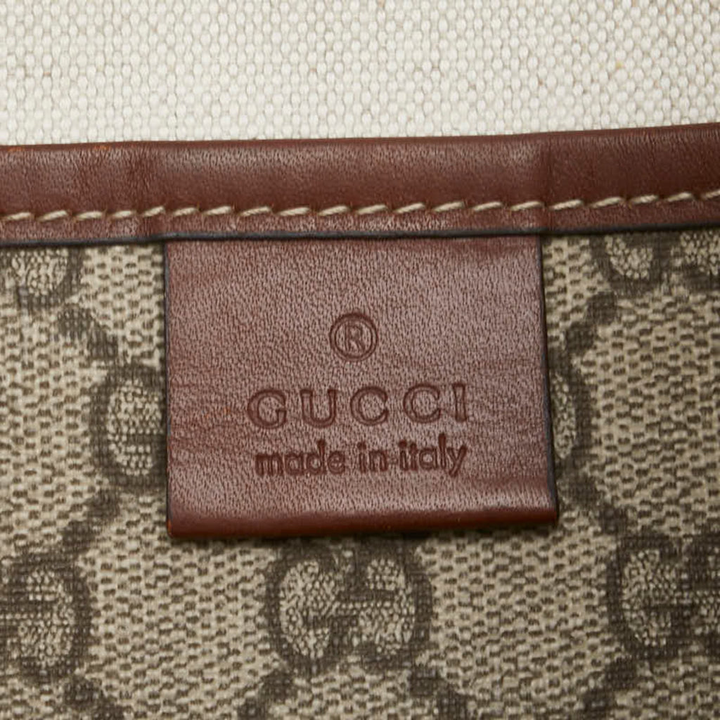 Gucci Sherry Line Beige Brown Pvc Leather Tote Bag (Pre-Owned)