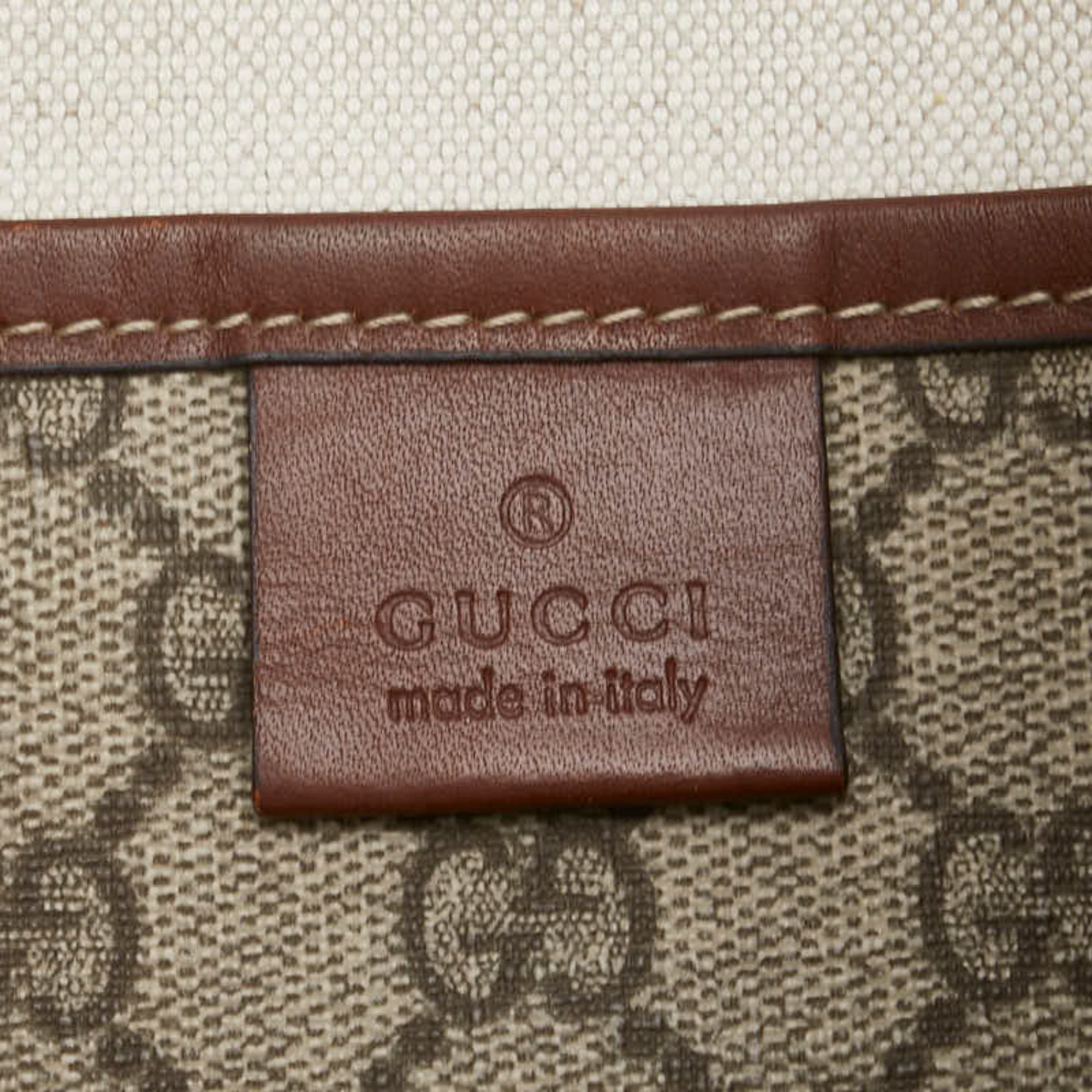Gucci Sherry Line Beige Brown Pvc Leather Tote Bag (Pre-Owned)