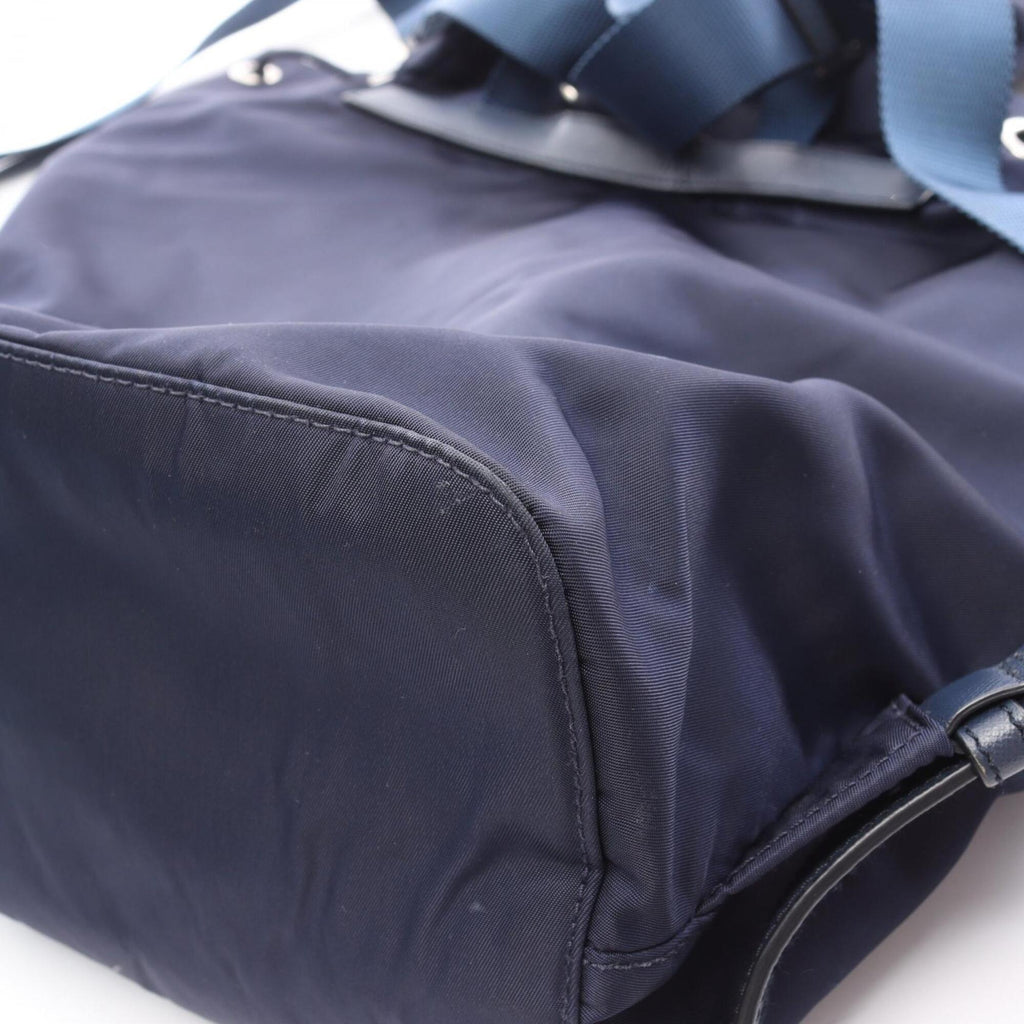 Prada Navy Nylon Leather Backpack Handbag (Pre-Owned)