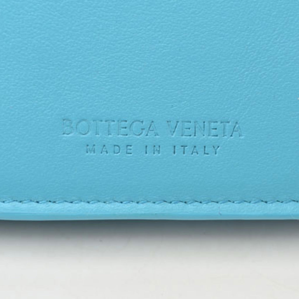 Bottega Veneta Intrecciato Light Blue Leather Long Wallet (Bi-Fold) (Pre-Owned)