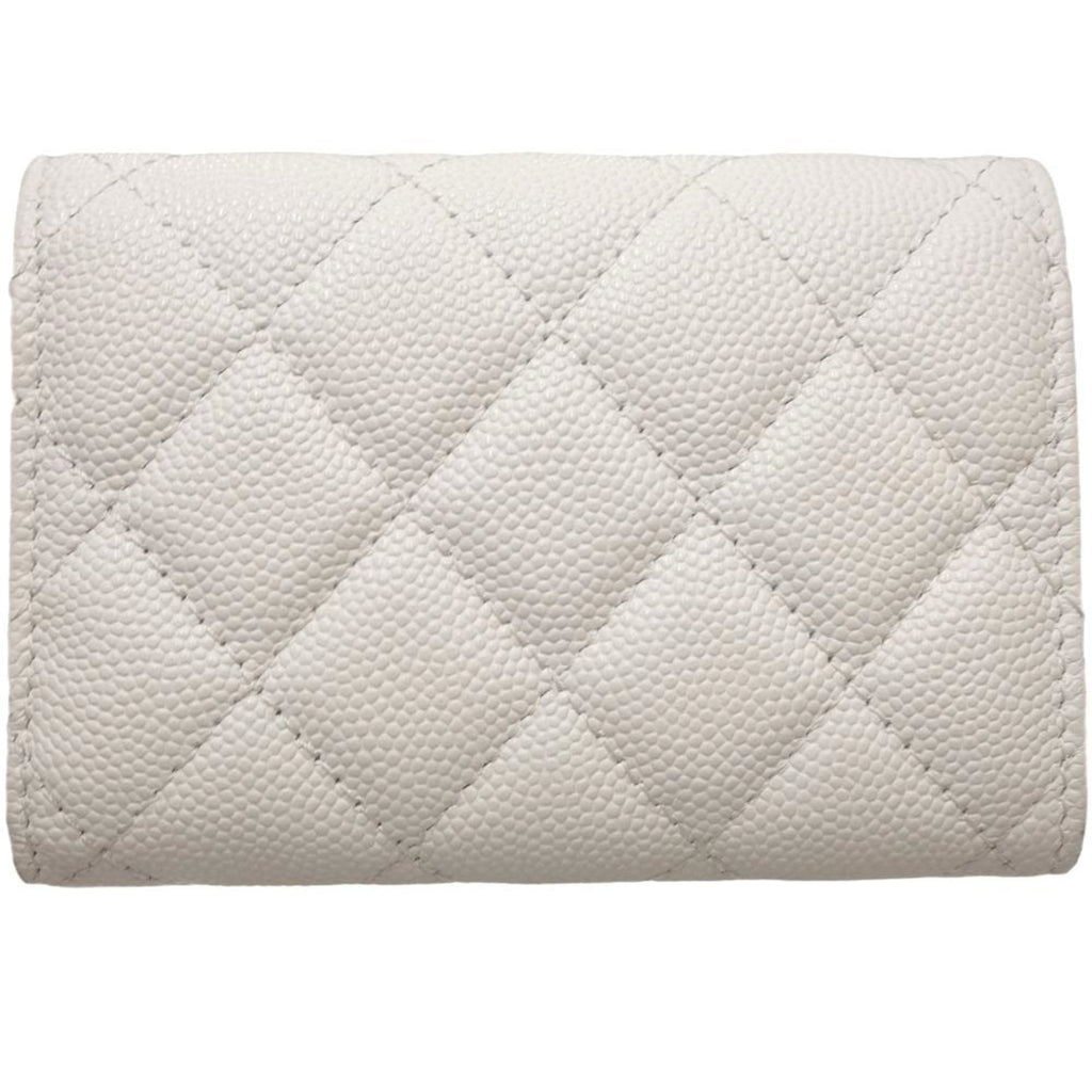 Chanel White Grained Calfskin Wallet (Tri-Fold) (Pre-Owned)